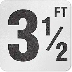 SmartSign Marcador/letreiro adesivo de profundidade de piscina "3 e 1/2 Ft", letra de 10 cm, vinil laminado de 20 mm com superfície de seixos antiderrapante, 14,6 cm x 14,6 cm, preto e branco, feito