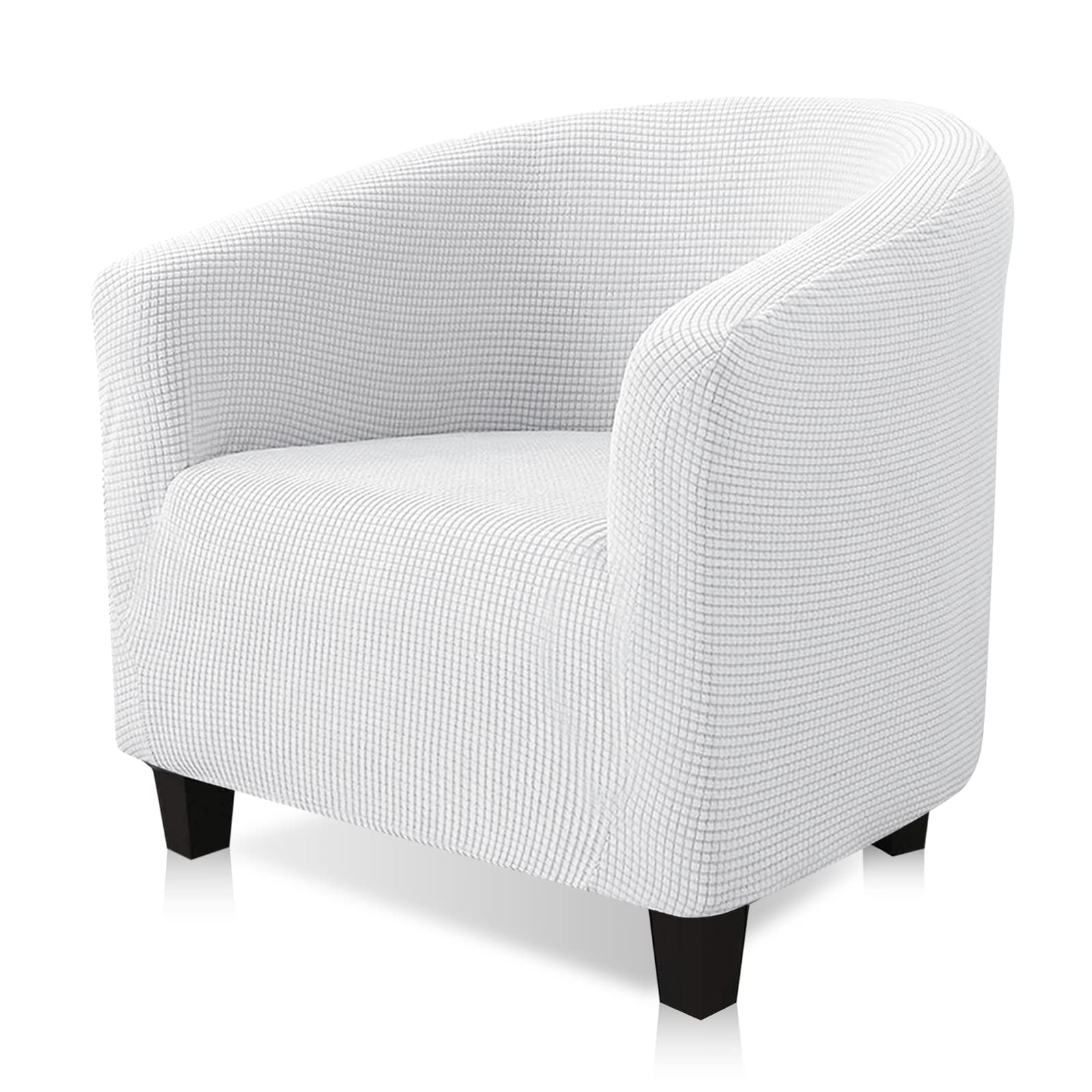 Yuanz White Club Chair Slipcover, High Stretch Tub Chair Cover, Universal Spandex Pattern Armchair Sofa Cover Cover Couch Slipcover For Living Room Club Bar Counter (White)