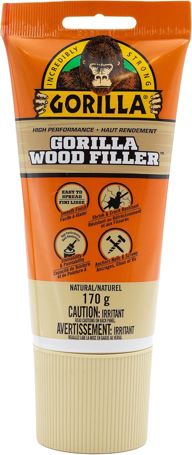 Gorilla High Performance Wood Filler, Stainable & Paintable, Shrink