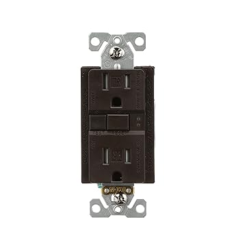 Eaton GFCI Self-Test 15A -125V Tamper Resistant Duplex Receptacle with Standard Size Wallplate, Brown