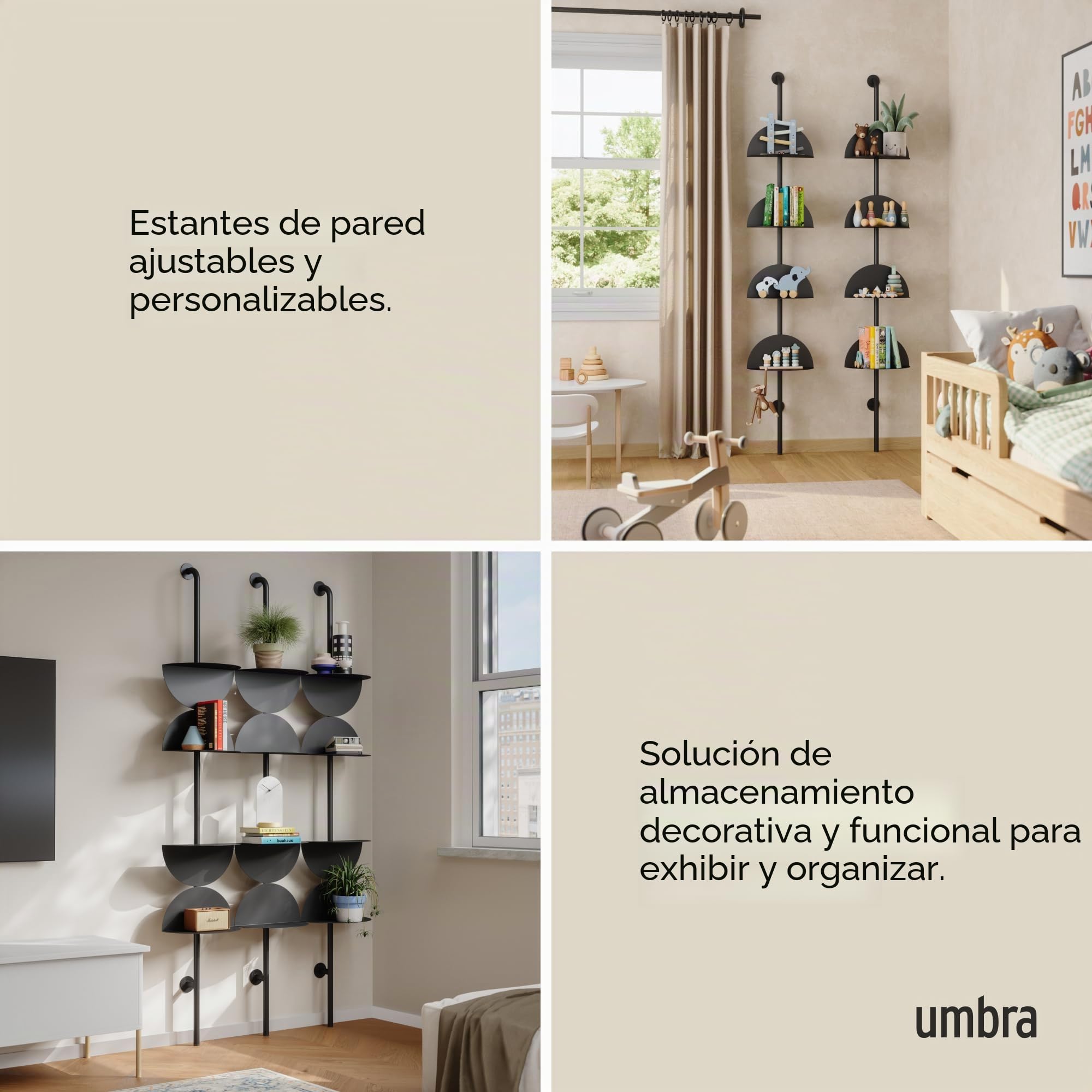 Umbra Solis - Estantes Ajustables, Color Negro