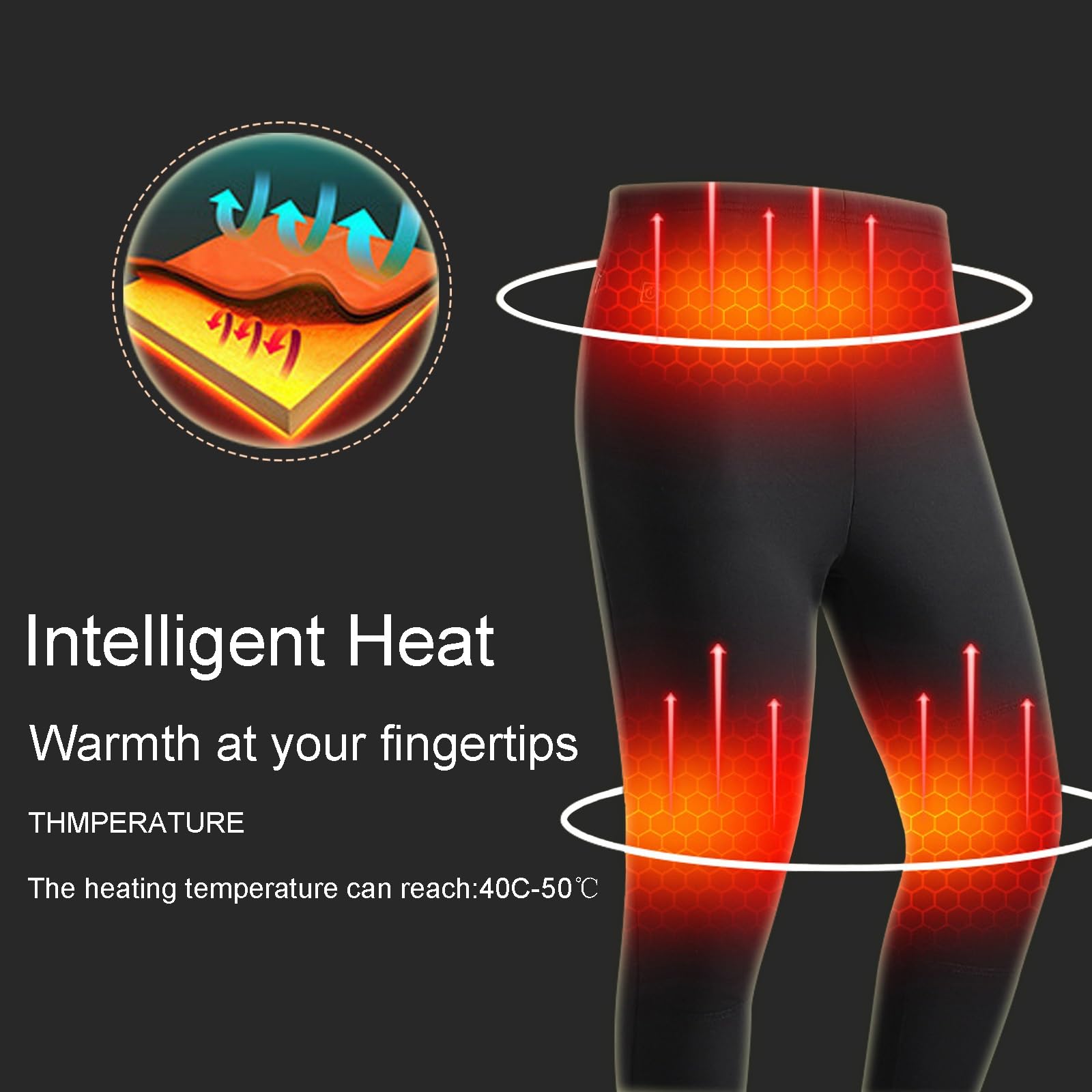 Calefacción Ropa Interior,Invierno Caliente USB Calefacción Ropa Interior Térmica Traje De 6 Zonas De Calefacción Hombres Y Mujeres Modelos