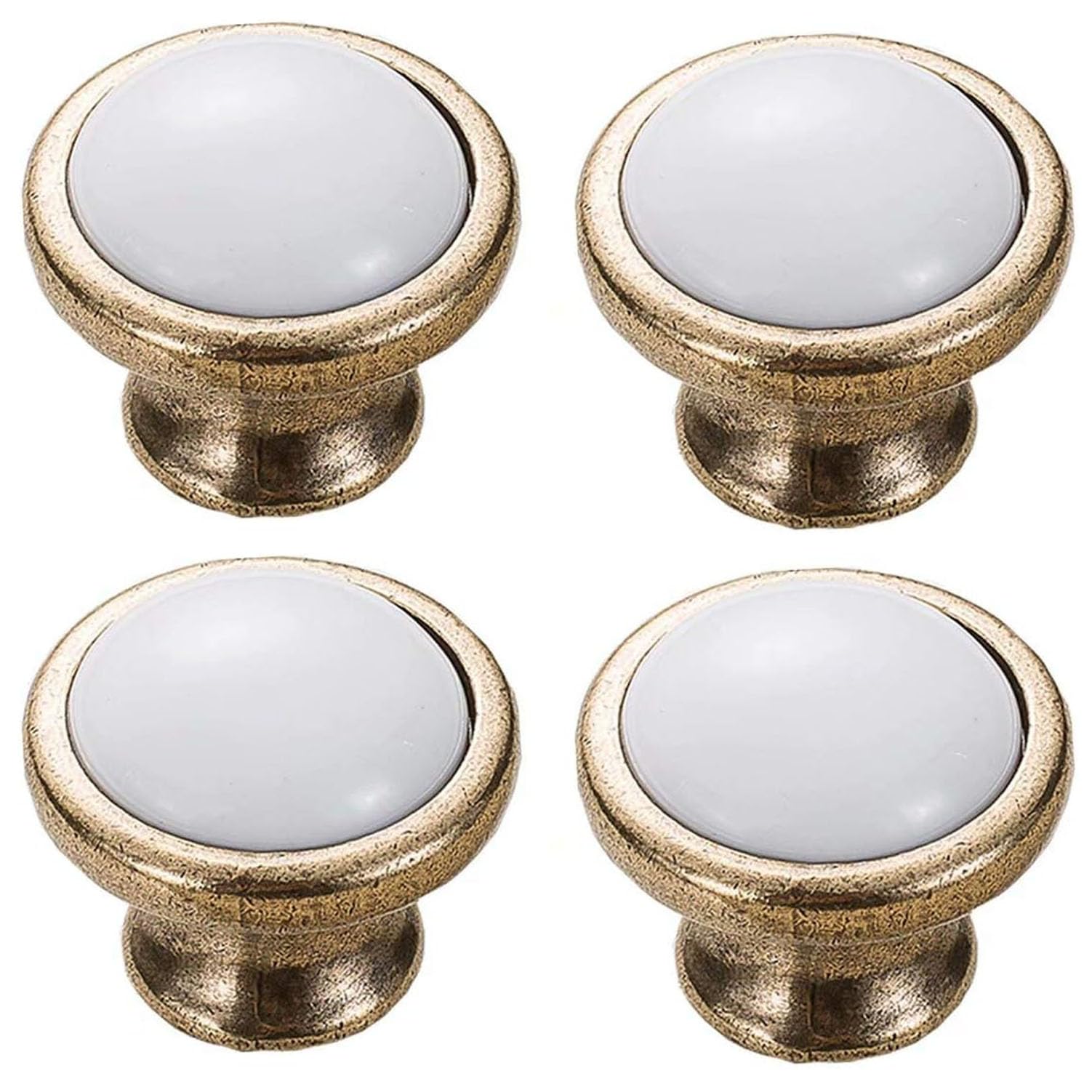 Opeximatun Bronze Ceramic Drawer Knobs, 4 Pcs Ceramic Cabinet Drawer Pull Handles, Zinc Alloy Base(,Single Hole)