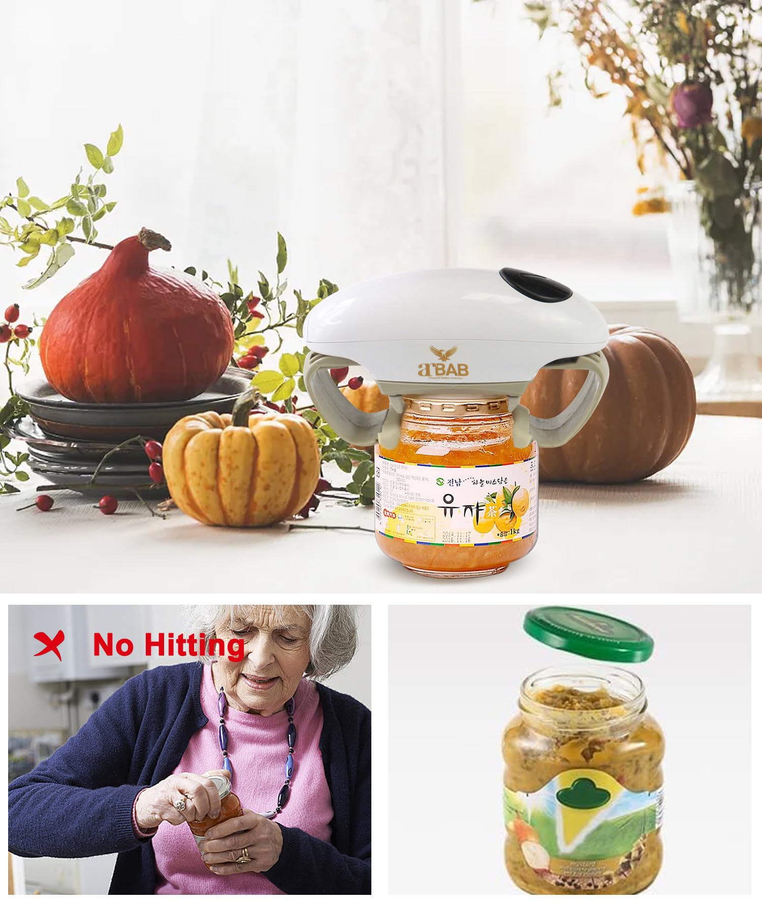 Electric jar opener for seniors, Bottle Openers for Seniors, Arthritic Hands Gadgets, Automatic Can Opener Hands Free, kitchen Gifts for Mom, Opener for Jars and Bottles, Can Openers Top Rated