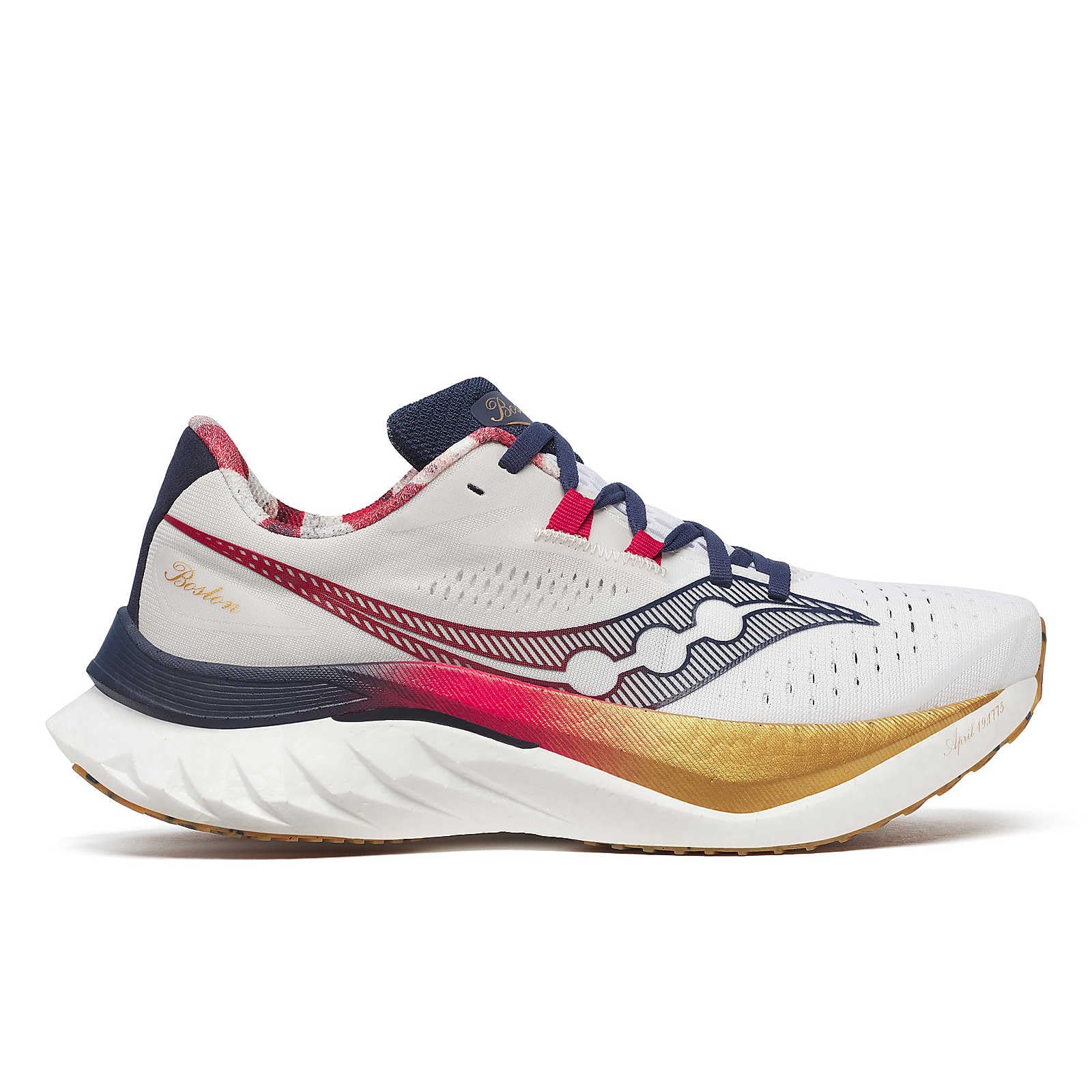 Saucony Tênis feminino Endorphin Speed 4, Branco/Azul marinho, 34