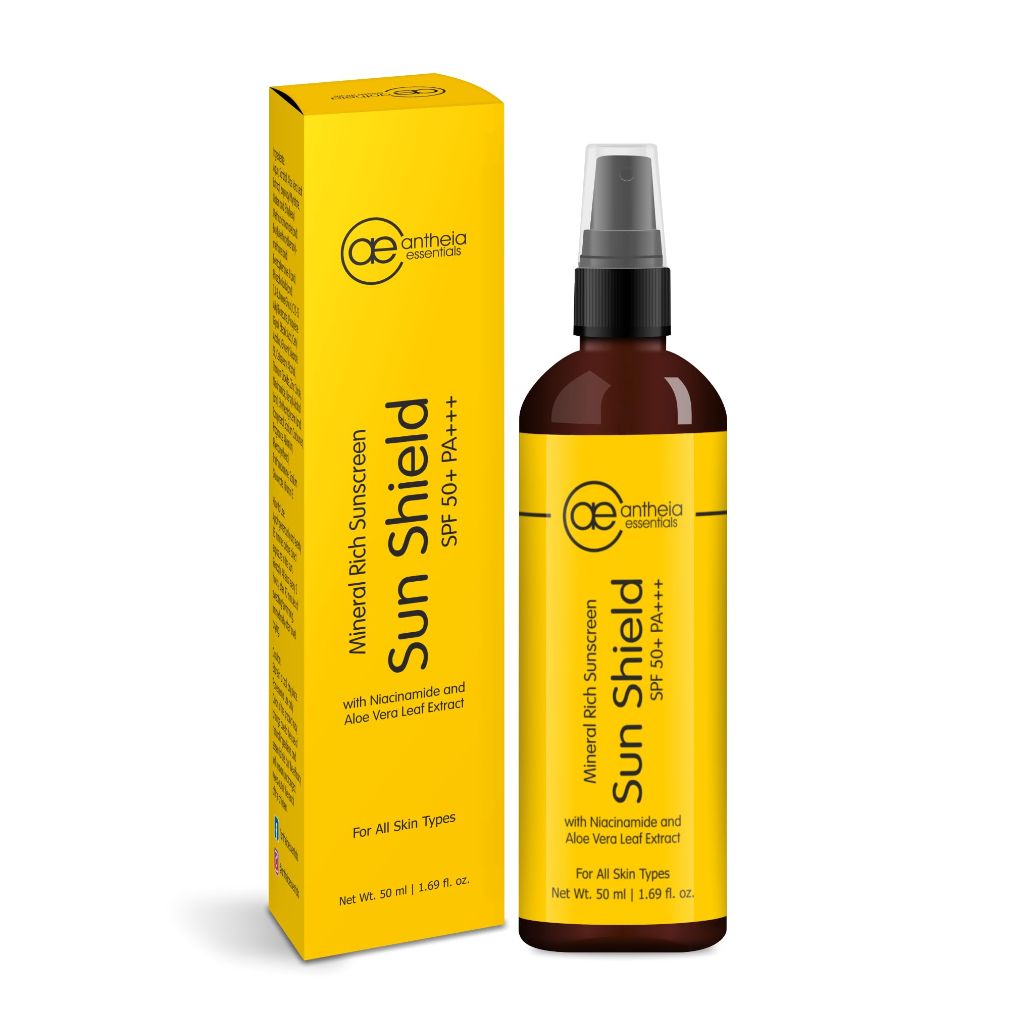 Antheia Essentials Sunscreen SPF 50 For Women | Sunscreen Without White Cast | Sunscreen SPF 50 PA+++ | Broad Spectrum Protection, Sensitive Skin Friendly, Dewy Finish | 50 ml