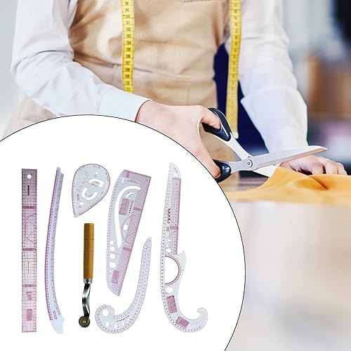 Miniatura 4 de YIJU Juego de reglas de costura, accesorios de costura, costura, principiantes, dibujo, portátil, duradero, profesional, herramientas de diseño, 6