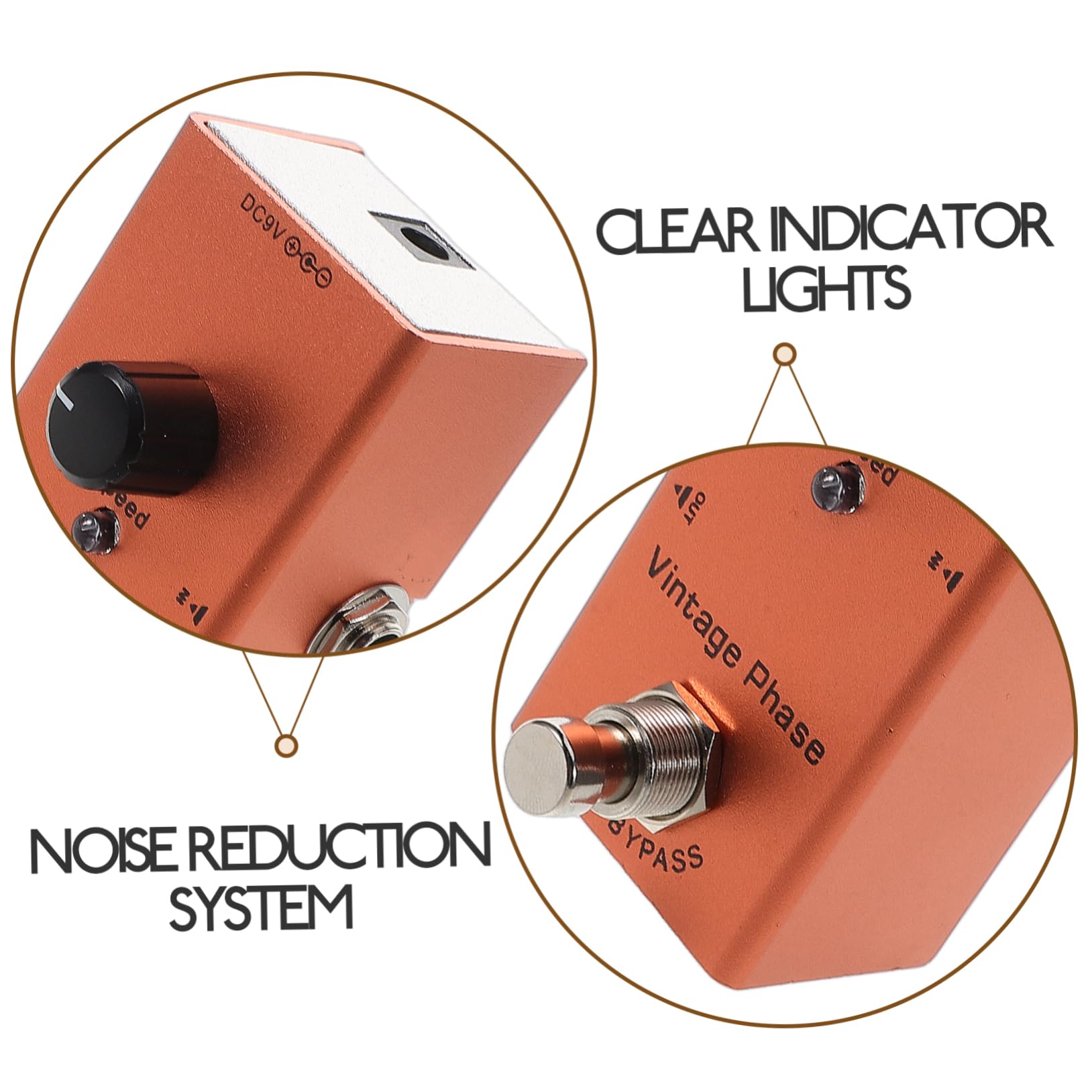 Toyvian Pedale Effetto per Chitarra Elettrica Mini Retro Phase Effettore con Riduzione Rumore Circuito True Bypass Design Portatile per Concerti e Registrazione Basso Chitarra Elettrica