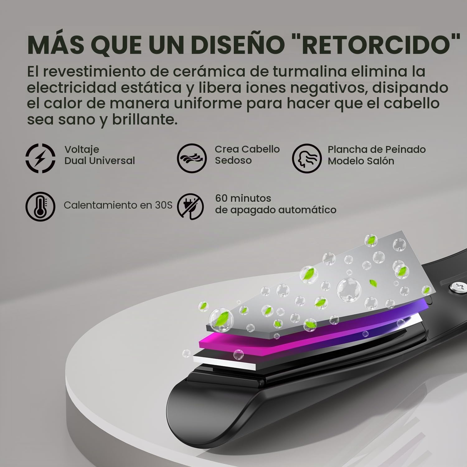 Plancha de Pelo Alisa y Riza 2 en 1: Placas en Espiral para alisar y rizar y ondular Cerámica Revestimiento Tecnología iónica 120-230°C para todo tipo de cabello Pantalla digital