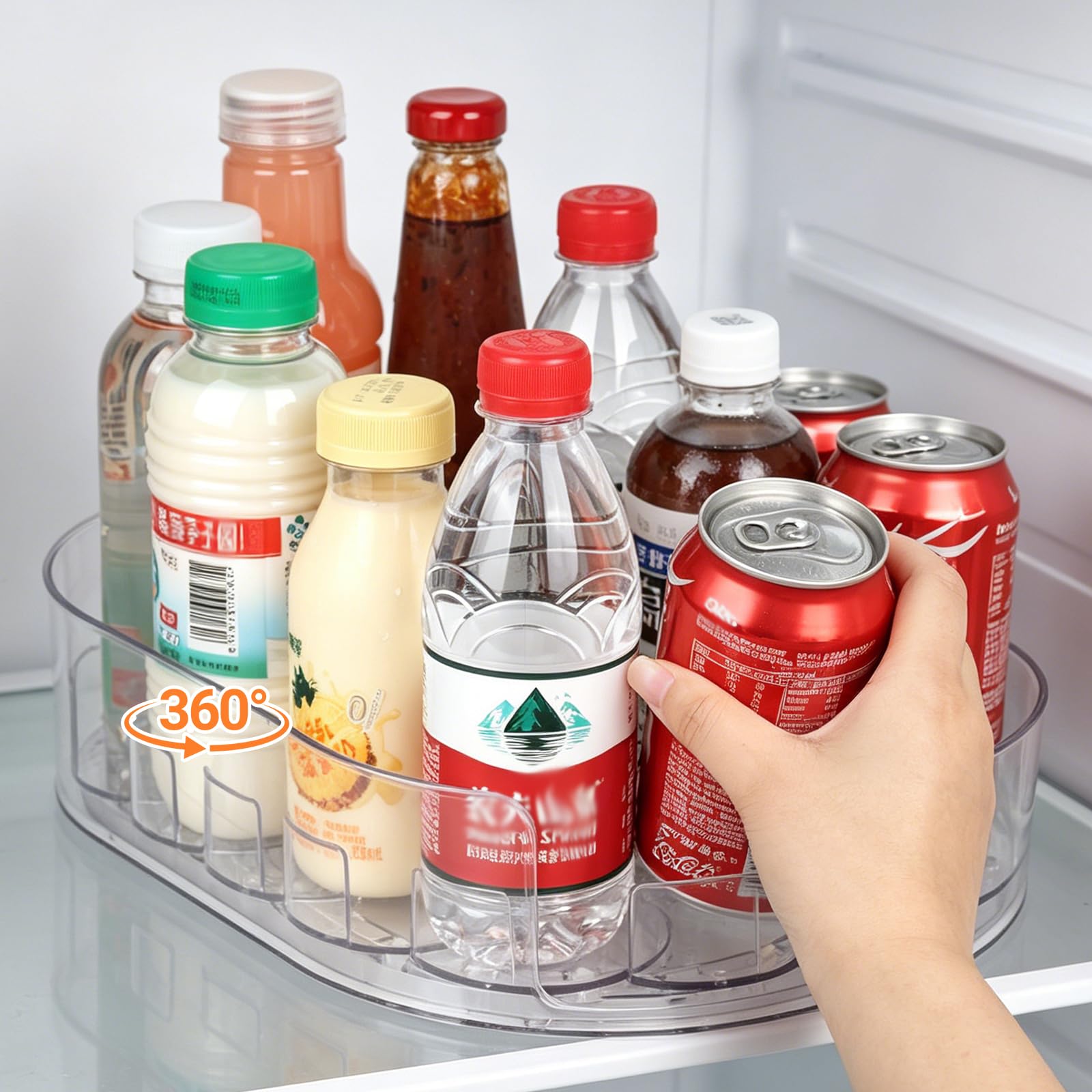 bssmmai Lazy Susan Turntable, 360° Lazy Susan for Fridge Organisers, Condiments Organiser, Fridge Jar Organiser For Cabinets, Refrigerators, and Pantry Storage, 33 x 21.5 x 7.5 cm