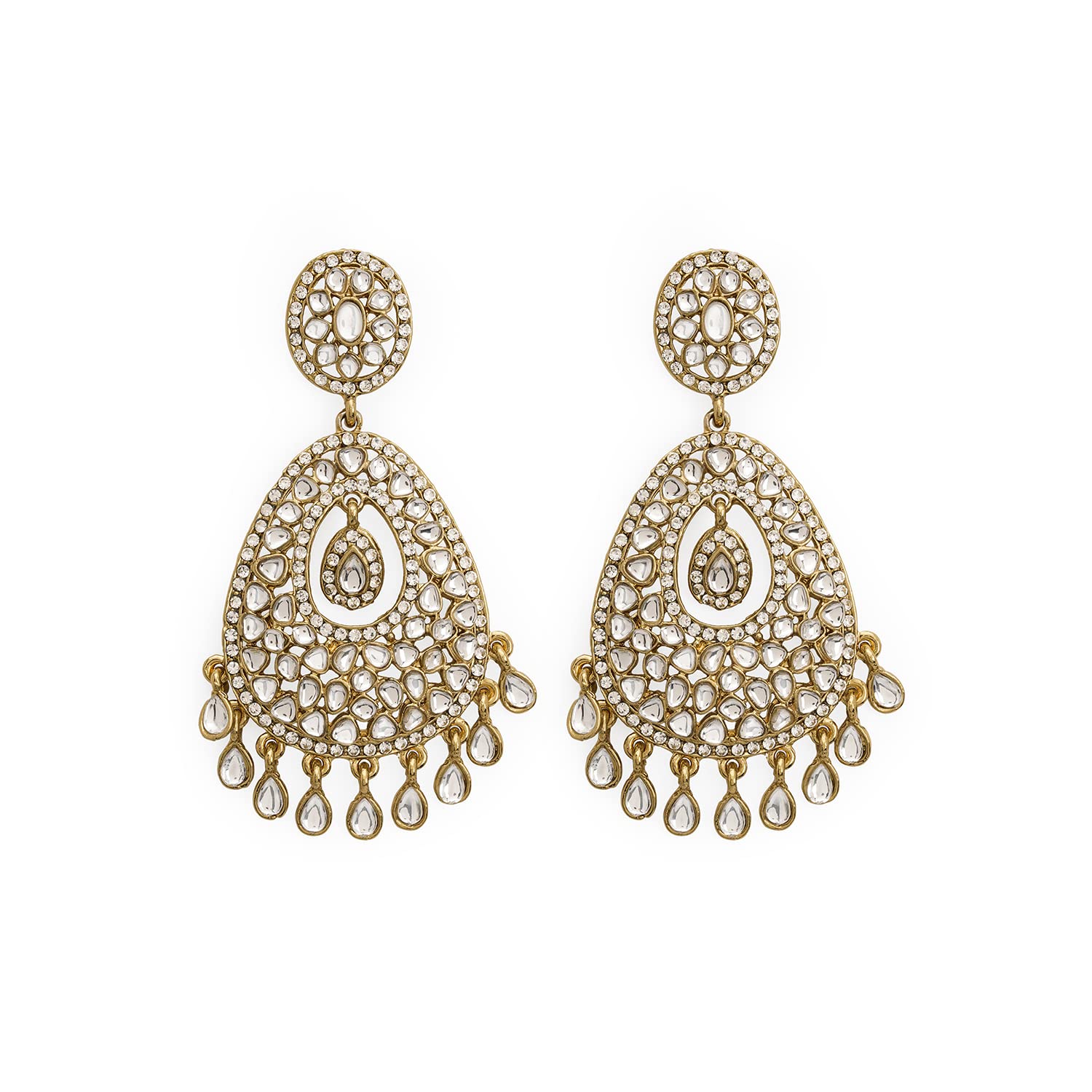 AQUASTREET Gold-Plated Handcrafted Kundan studded Teardrop Big Earrings Copper |For Women and Girls (B0C375YVXM) Amazon Price History, Amazon Price Tracker
