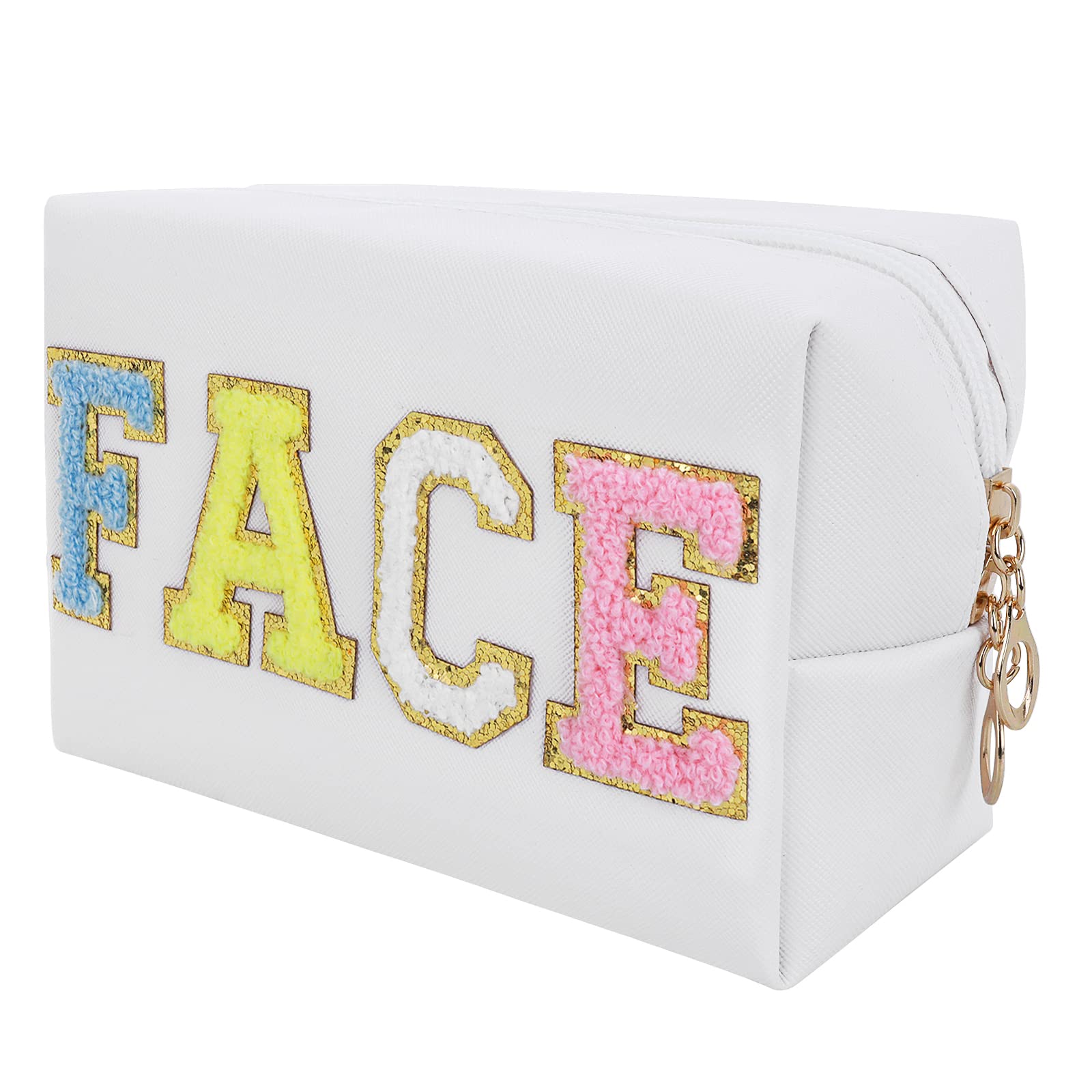 Cosmetic Bag Chenille Letter Cosmetic Pouch Zipper Preppy Waterproof Makeup Organizer Bag Travel Organizer for Women