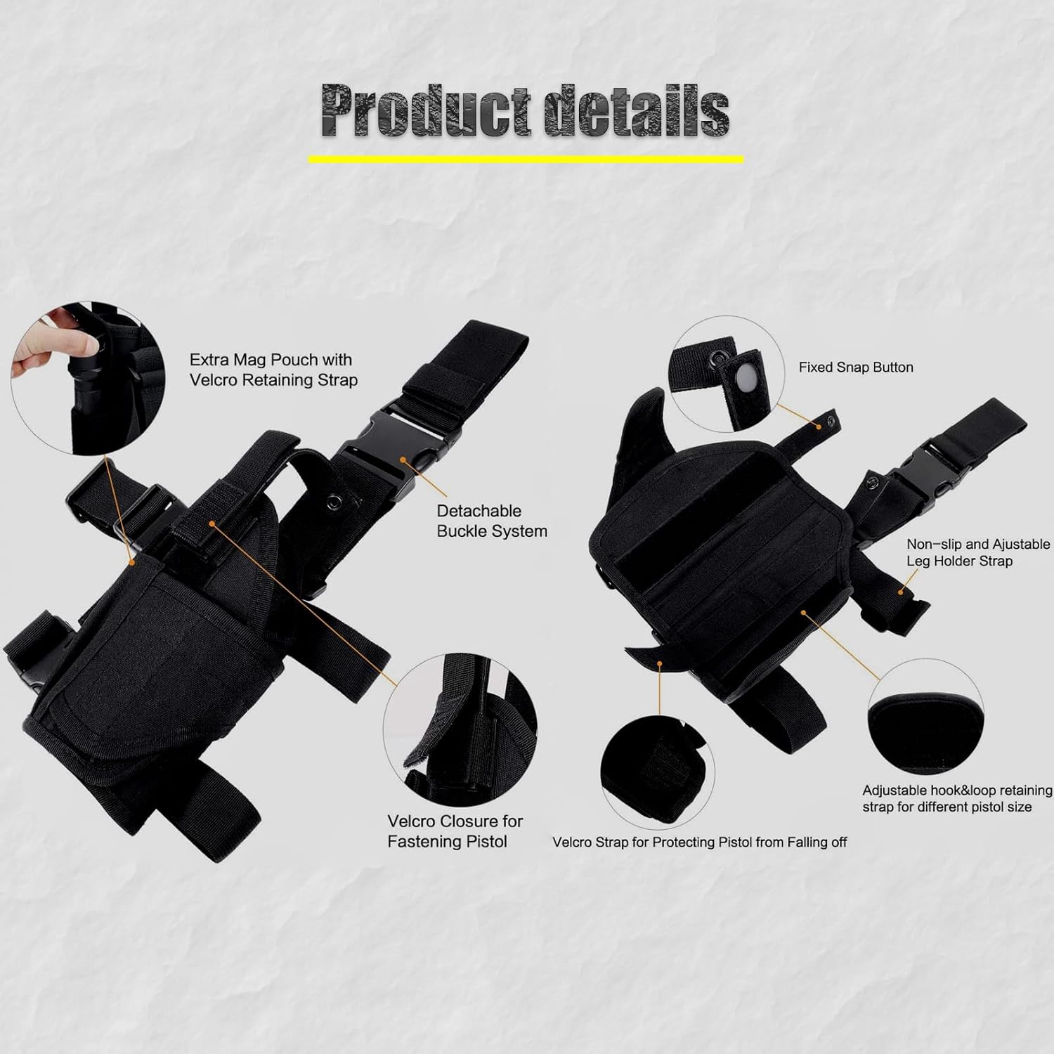 Drop Leg Holster - Left Hand & Right Hand Adjustable Universal Waterproof Pistol/Gun Drop Puttee Leg Thigh Holster Pouch Holder (Left + Right)