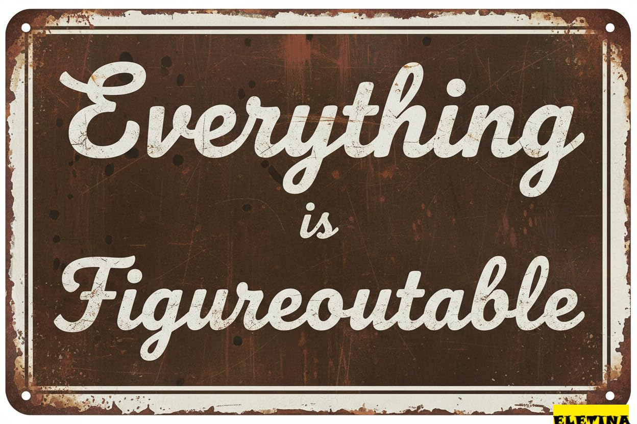 Vintage Metal Tin Sign for Man Cave Everything Is Figureoutable En, 8x12 Inch, Farmhouse