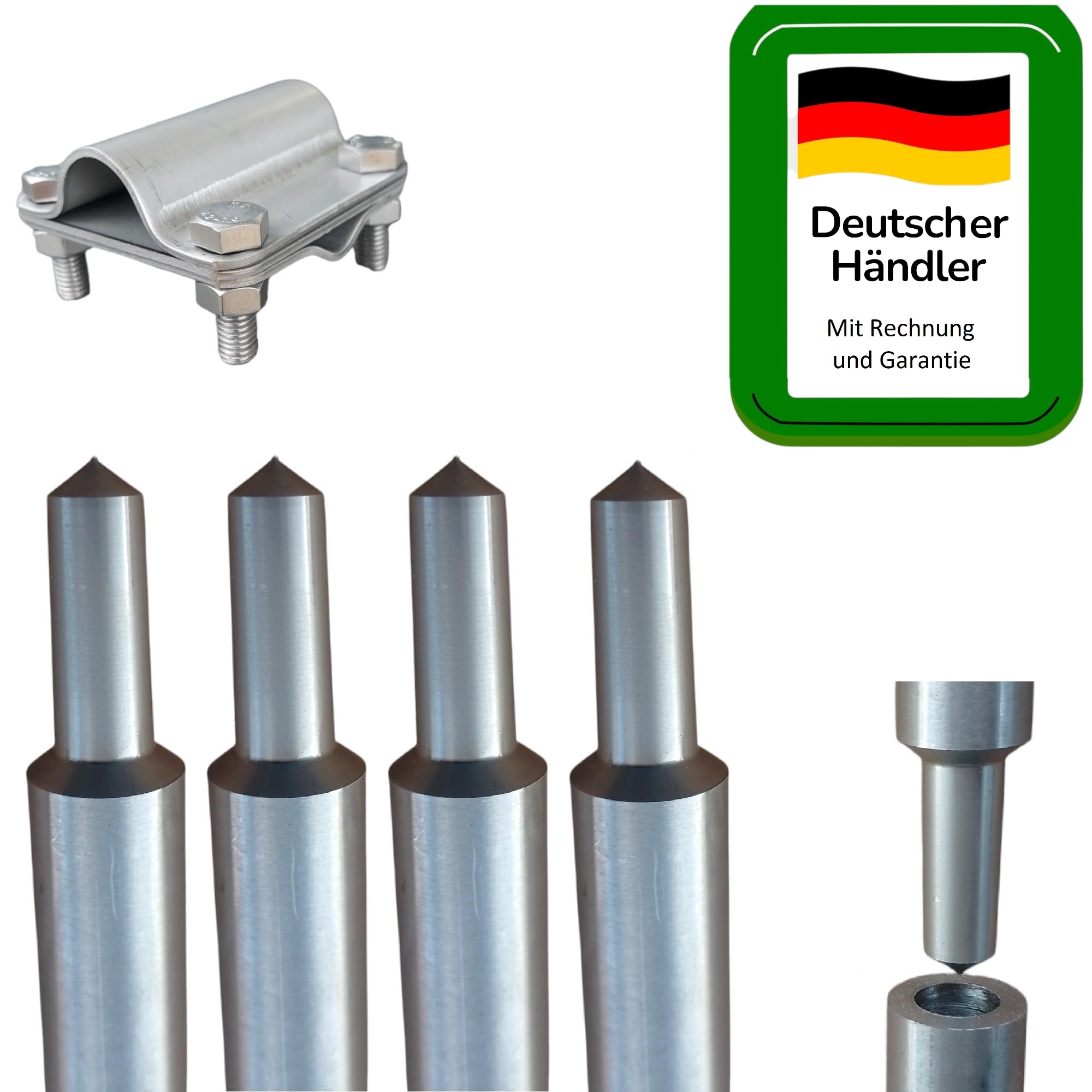 4m Tiefenerder SET Ø20mm V4A Edelstahl 4x 1m Erder + Klemme - von PAG Turbo GmbH®