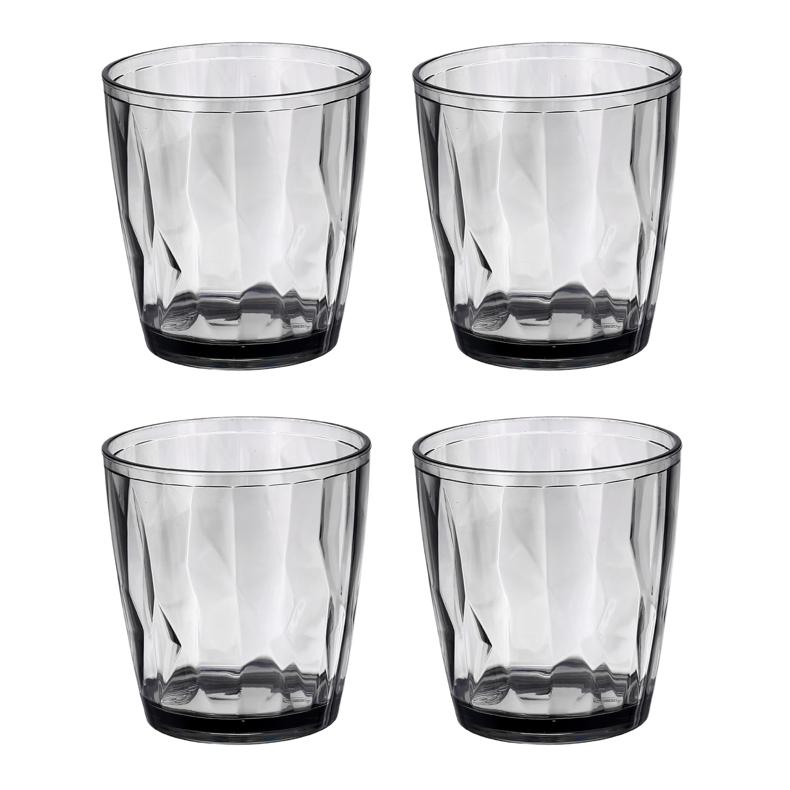 sourcing map 4Pcs Plastic Drinking Glasses, 7.1oz Unbreakable Drinking Cups Reusable Stackable Water Tumblers for Home Office Outdoors Beer Cocktail Water Juice Whiskey, Gray