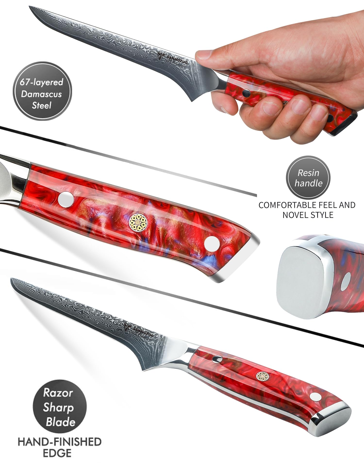 Amazon.co.jp: SANMUZUO ボニングナイフ - 7 インチ フィレ