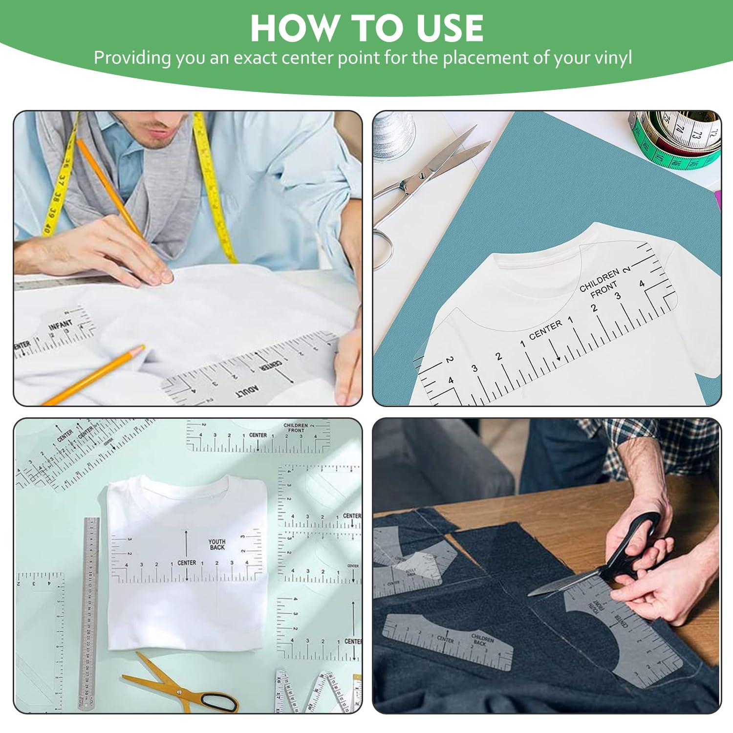 8 Righelli Per Allineamento T-Shirt + Metro - Set Per Fai Da Te - Foto 9