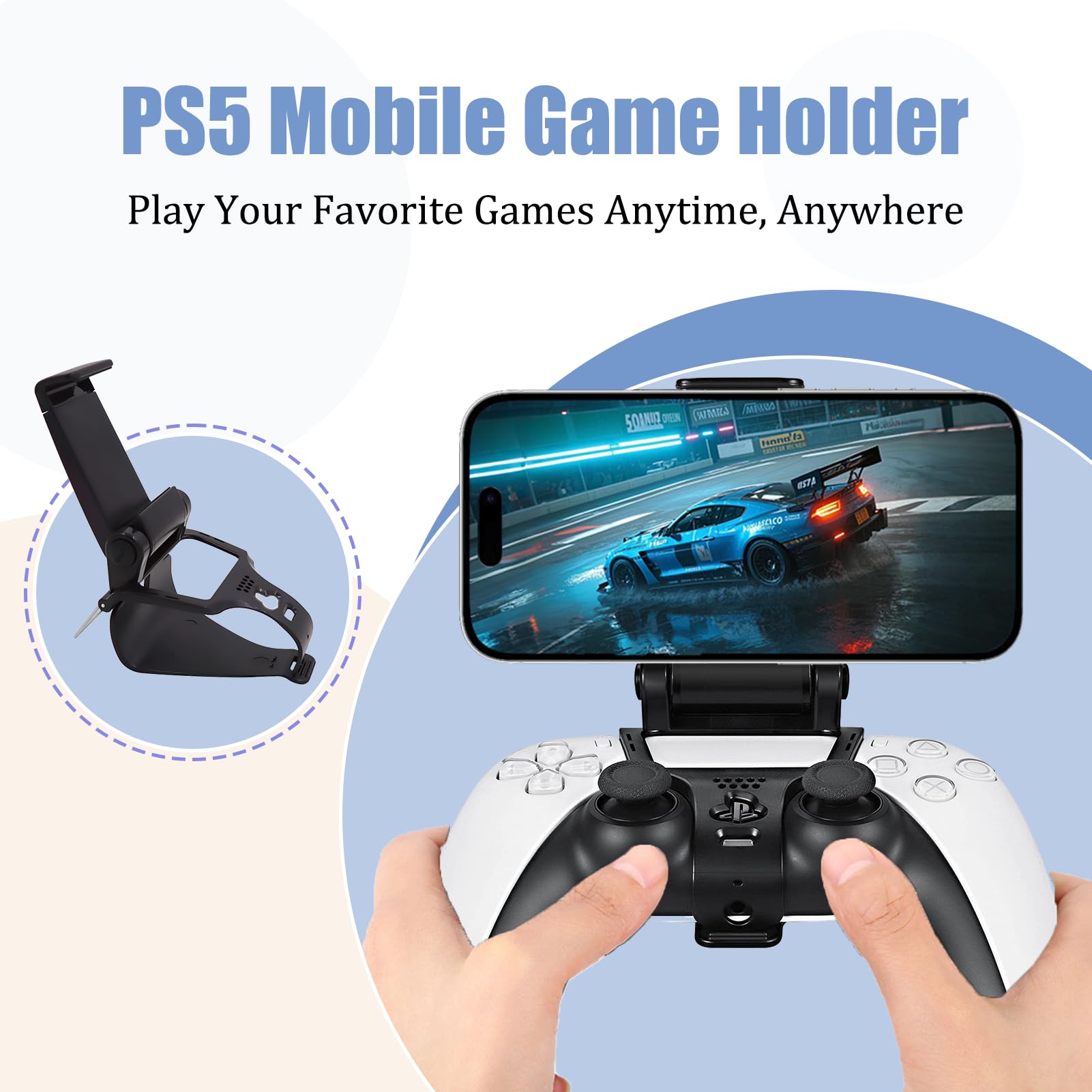 Yewseas Accesorio Clip de Juego Compatible con Mandos, compatible con controlador, Soporte para Teléfono para compatible con Controlador Negro, Clip Ajustable para, Soporte Plegable para Móvil