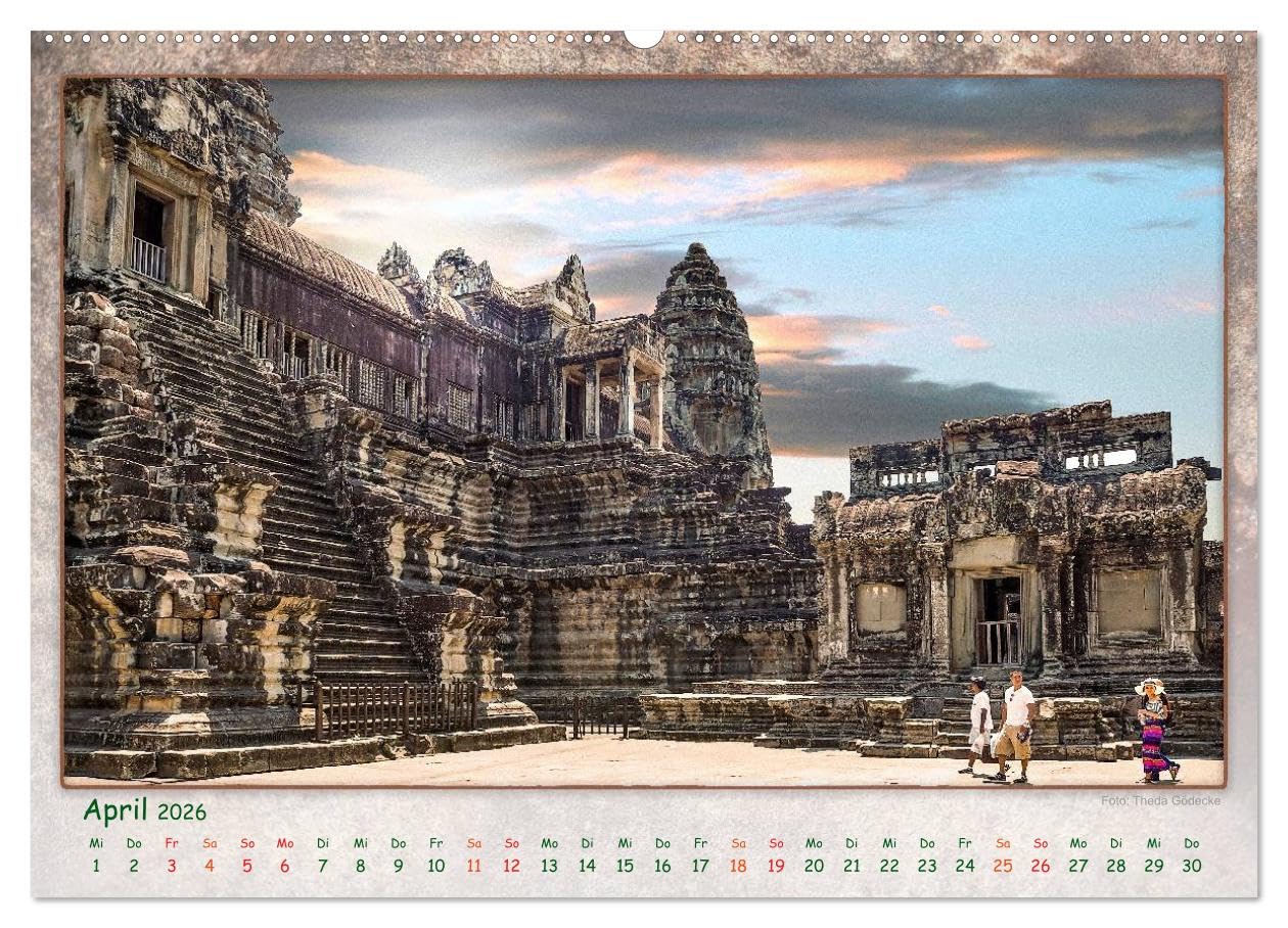 Kambodscha, Angkor Thom, Angkor Wat und Bayon (Wandkalender 2026 DIN A2 quer), CALVENDO Monatskalender: Angkor, eine der größten religiösen Bauwerke der Erde. (CALVENDO Orte)