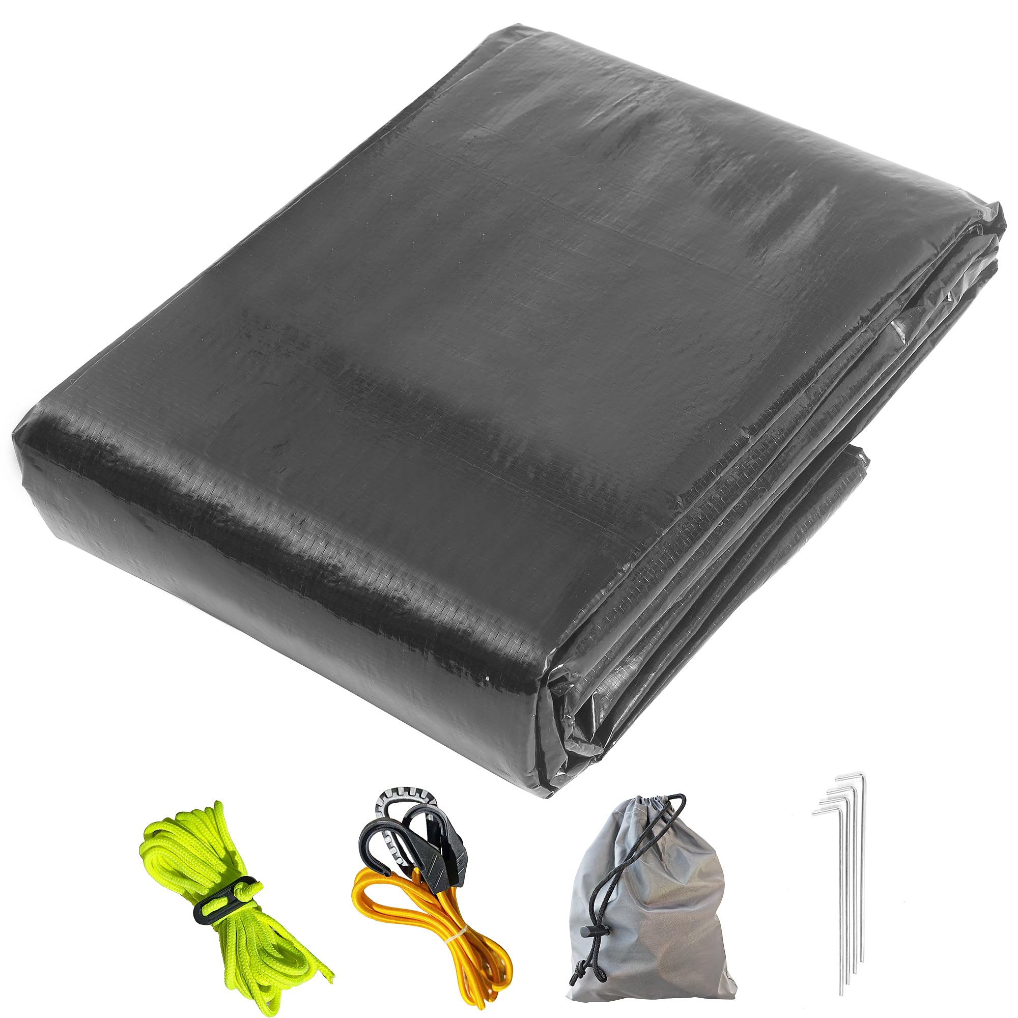 AstrPthylx Heavy Duty Truck Tarp 7x9FT - Black Waterproof Patio Outdoor Tarps, Multi-Use Garden Cover Protection with Reinforced Edges, Hooks Tight