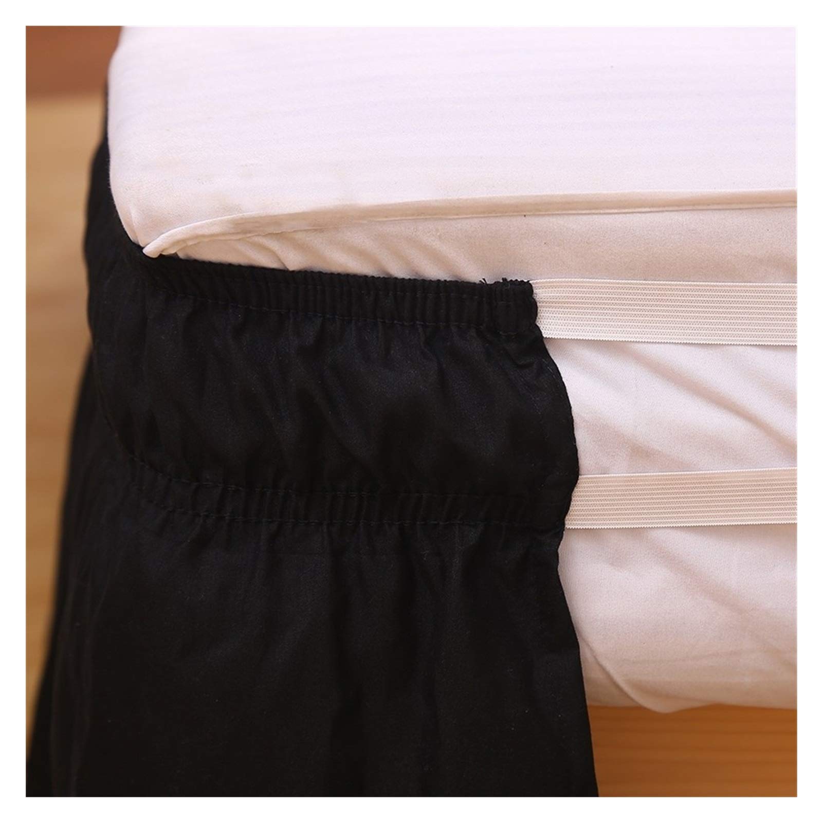 Bett röcke Rüschen Elastic Pompom Fringe Bettrock Weiß Schwarz Grau Verpackung um bedskirt Twin Queen-König (Color : Black, Size : 39x75inch (99x190cm))