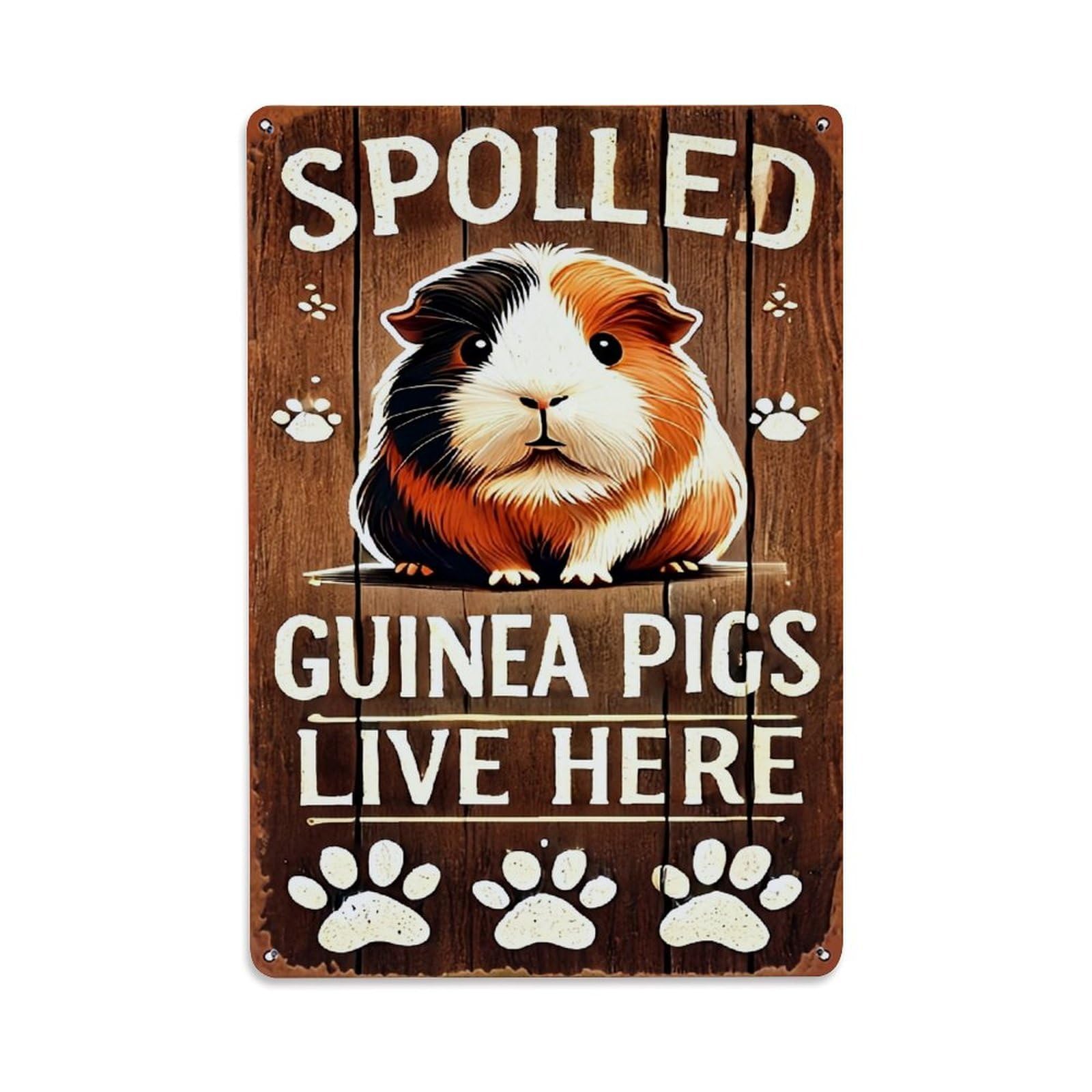 Jdfenggu Vintage Spoiled Guinea Pigs Live Here Retro Metal Tin Sign, Decor Art Poster For Bar, Home, Man Cave, Kitchen, Laundry Room Gift 8X12inch