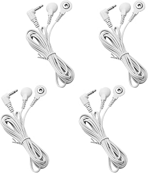 4 Count TENS Wires 3.5mm Plug to 3.5mm Snap Electrode Wires for TENS Unit Electrodes Lead Wires for TENS