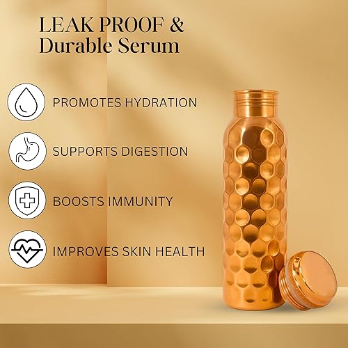 Miniatura 14 de Metallix Botella de agua de cobre para agua potable Botella de agua de cobre 100% puro A prueba de fugas Beneficios ayurvédicos Mejor