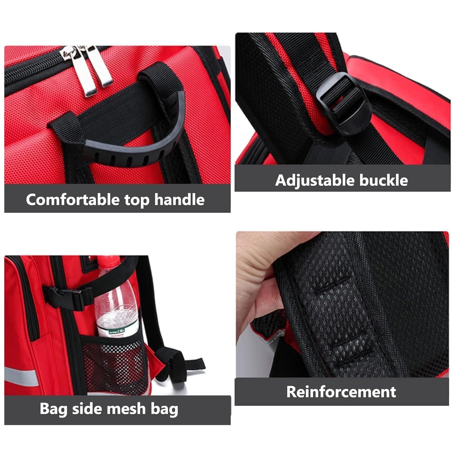 Kit de primeros auxilios portátil con suministros médicos esenciales para emergencias en el hogar, oficina, campamento y lugar de trabajo, Red