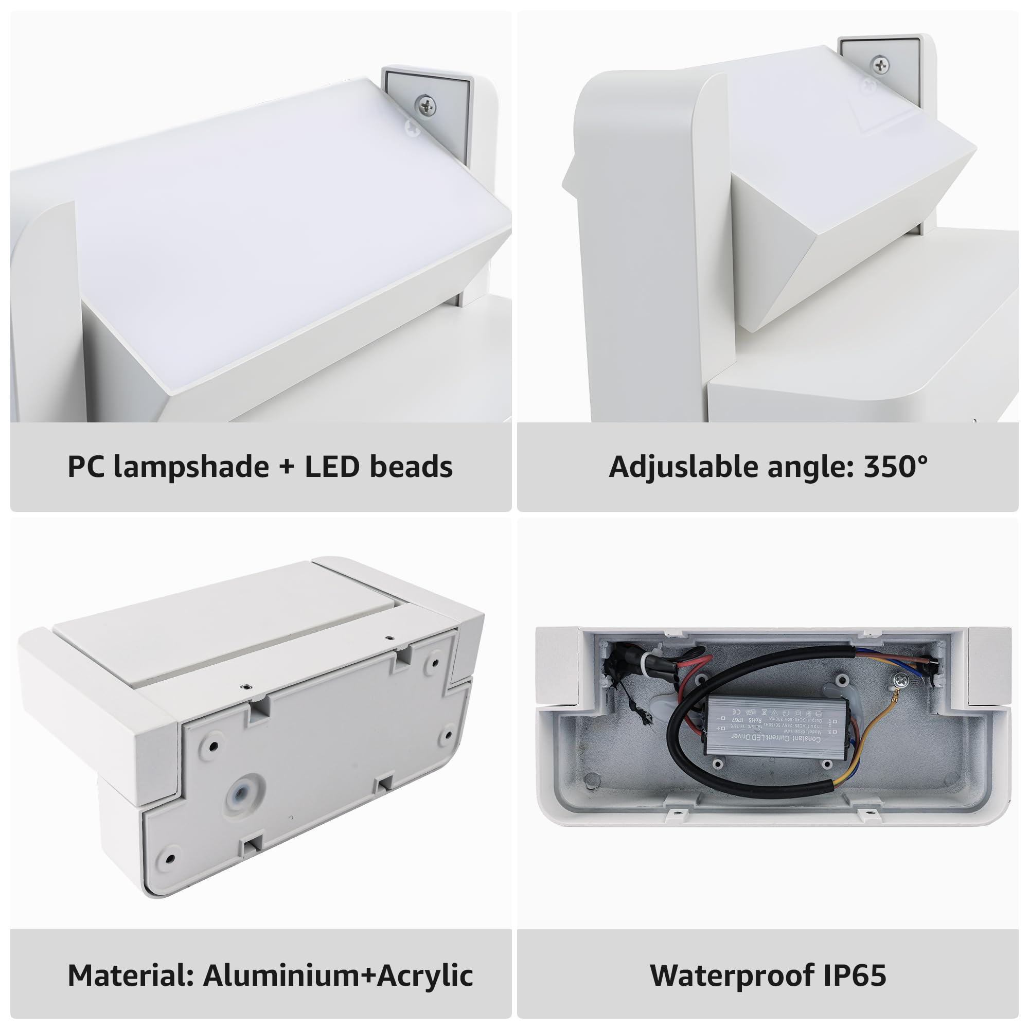 Aipsun 24W LED applique da esterno per interni, Bianco,3000K