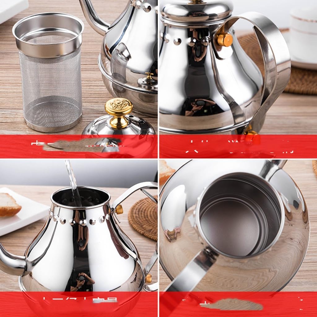 Stainless Steel Palace Kettle Cold European Coffee Pot Home Hotel Filter Teapot Induction Cooker