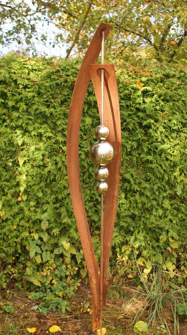 Gartendeko Roststab Petra, 200 cm, Gartenstecker mit 4 Elegantes Geschenk