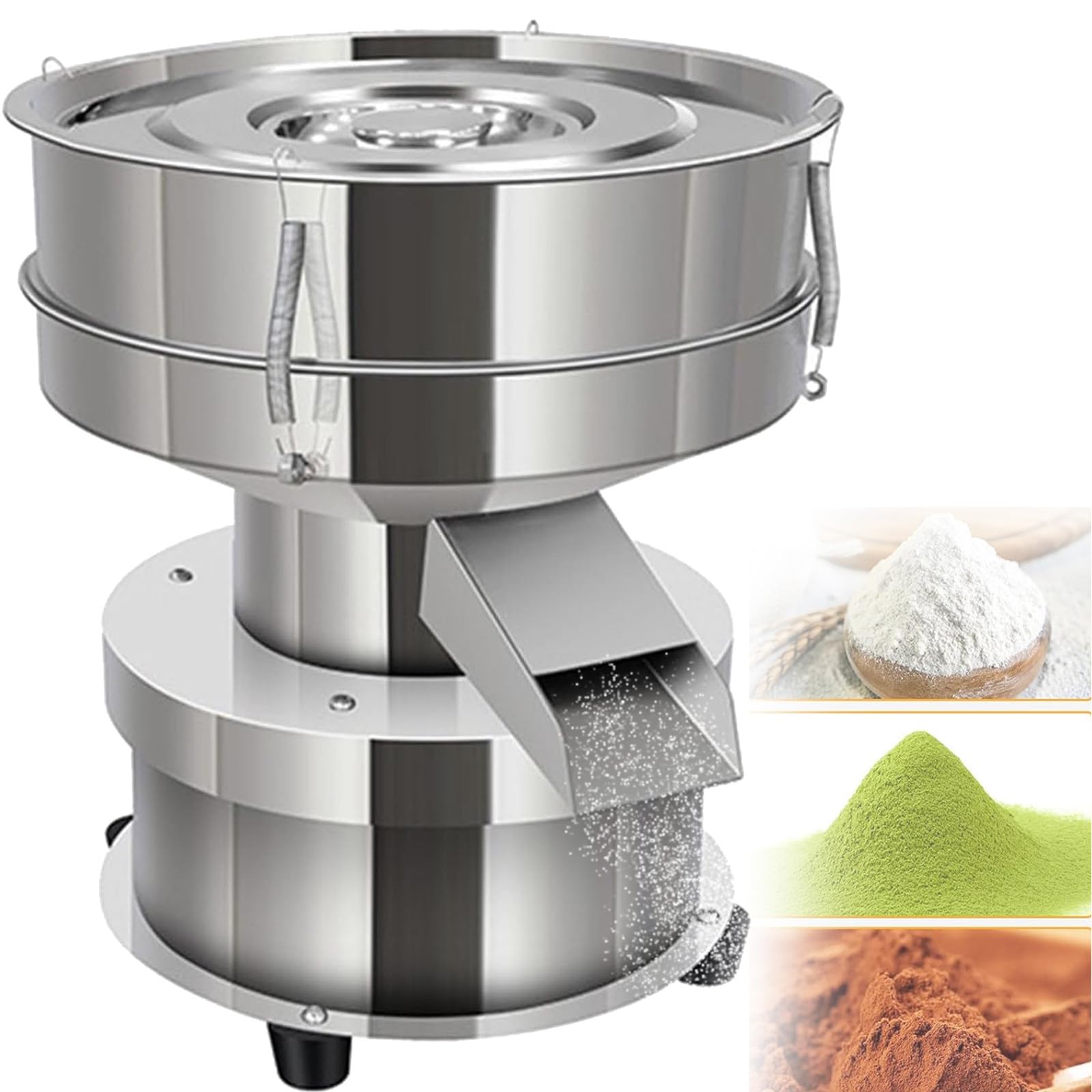 Edelstahl-Mehlverarbeitungssieb, Edelstahl-Laborsiebschüttler, Vibrationssieb, 1350 N/Min, 15 cm, Siebmaschenzahl (10 + 60 Maschen)