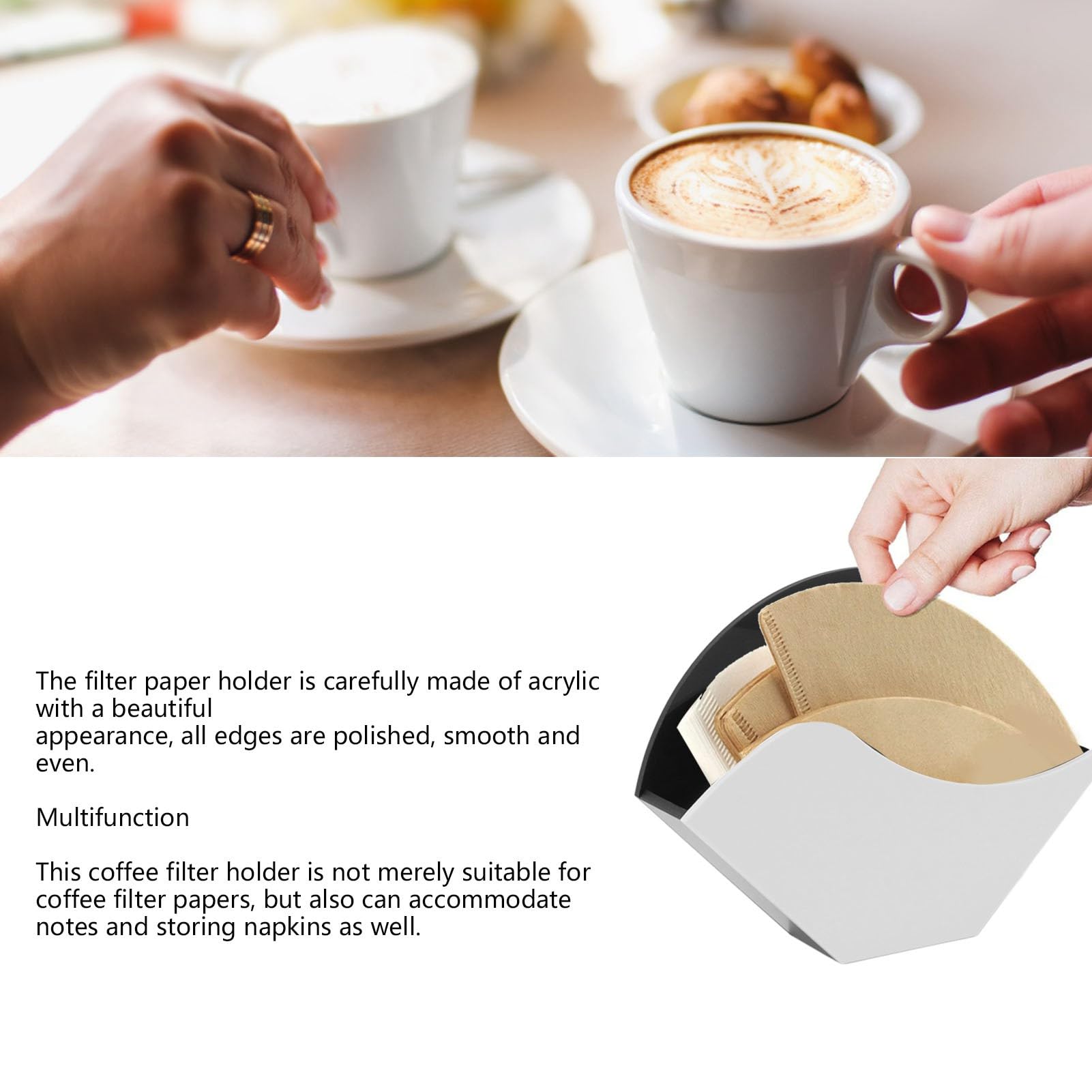 Wandmontierter Kaffeefilterhalter 17,5×13 cm Hängender Kaffeefilter Papierspender Rack Filterpapierhalter Kaffeefilterspender für Kegelkaffeefilter