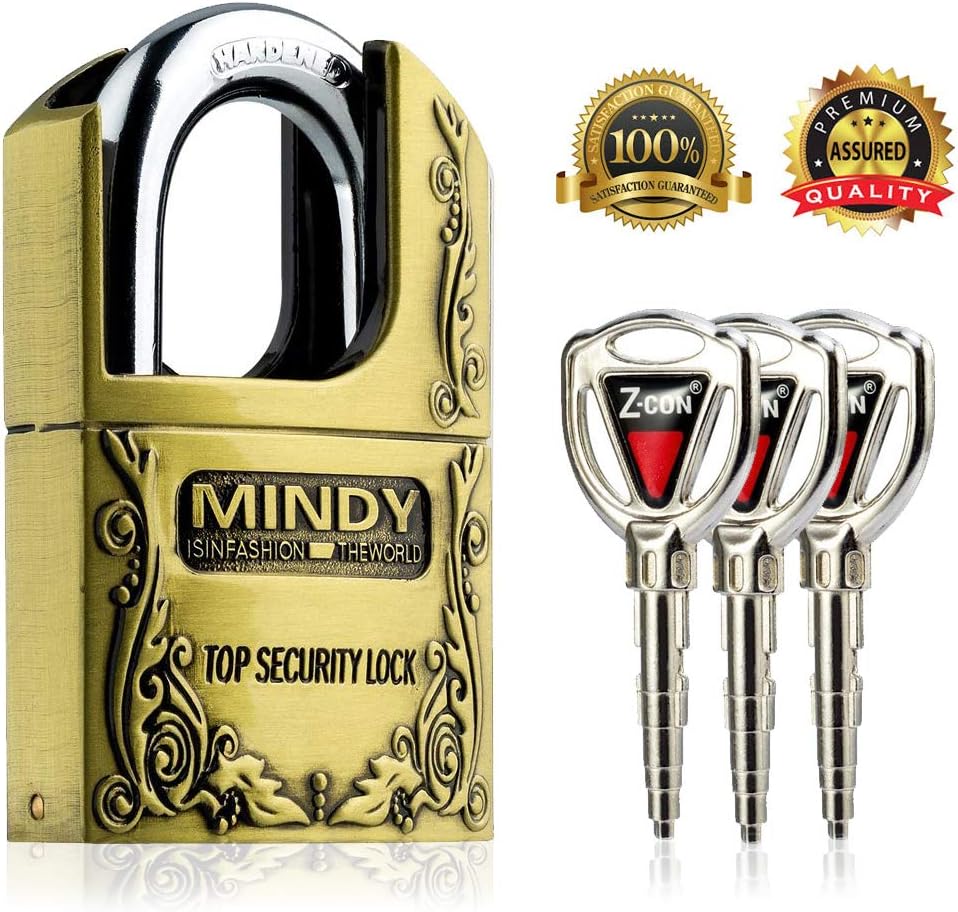 Mindy Lock Padlock, Premium Zinc Alloy Chrome Plating Padlock with Key