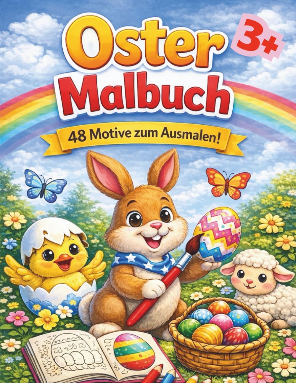 „Osterzauber – Mein fröhliches Malabenteuer“ ab 3 Jahre: 48 kreative Ausmalbilder rund um Ostern für kleine Künstler/innen