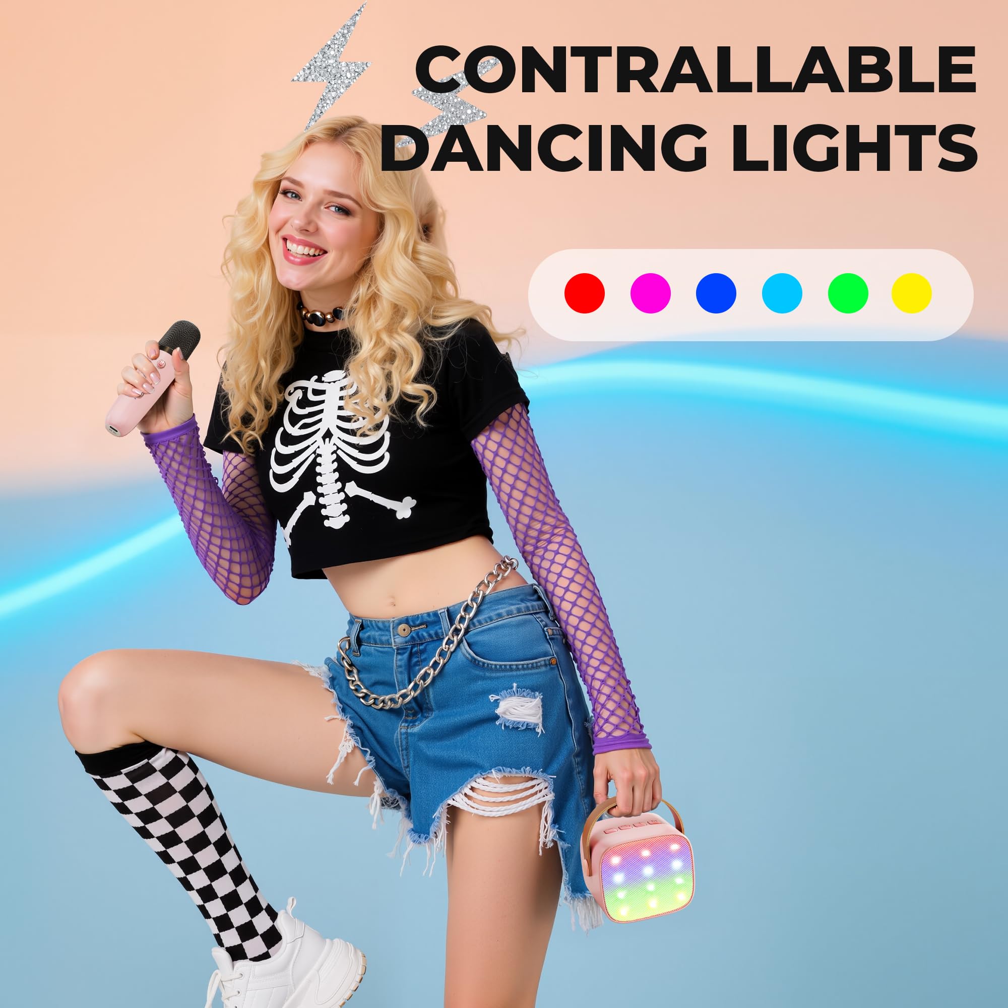Ankuka Karaoke per Bambini Karaoke con Microfono Karaoke Cassa Bluetooth con 2 Microfoni, Regalo Bambina Giochi Bimba Regalo Compleanno per 3, 4, 5, 6, 7, 8, 9,10,11,12+ Anni (Rosa)