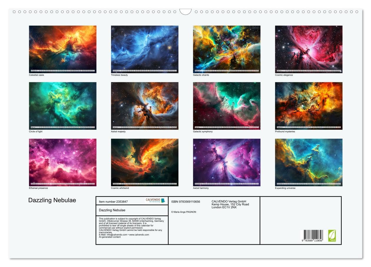 Dazzling Nebulae (Wall Calendar 2027 DIN A2 landscape), CALVENDO 12 Month Wall Calendar: Discover the timeless beauty and profound mysteries of the ... stunning nebulae in breathtaking colors.