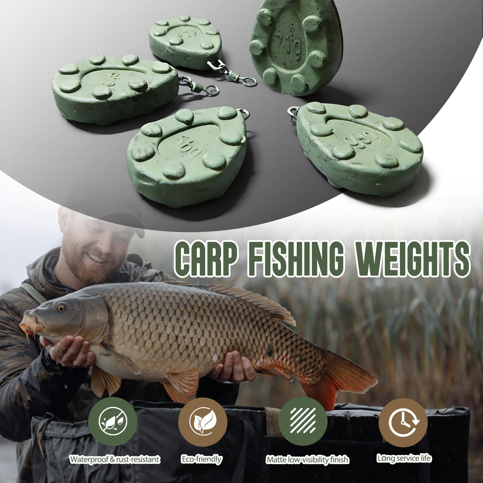Plomo de pesca para carpas (43 g – 99 g) – Plomo de pesca con espiral, recubierto y mate, para lanzamientos anchos, antienredos, accesorios de pesca de carpa — view 4