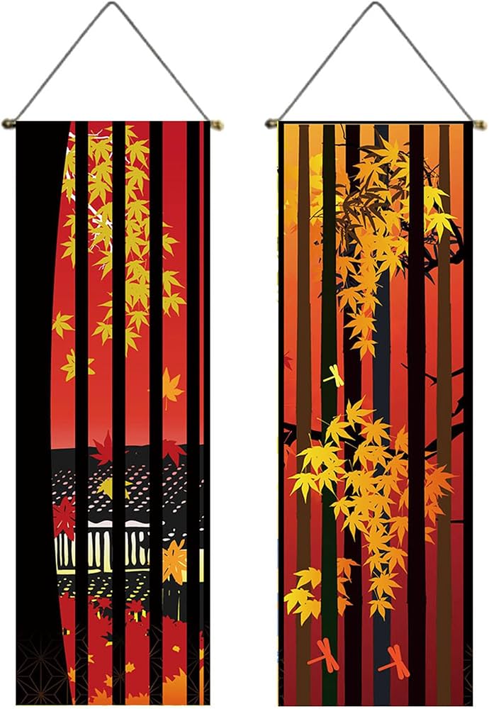 Amazon.co.jp: next.design タペストリー 掛け軸 紅葉 もみじ いちょう