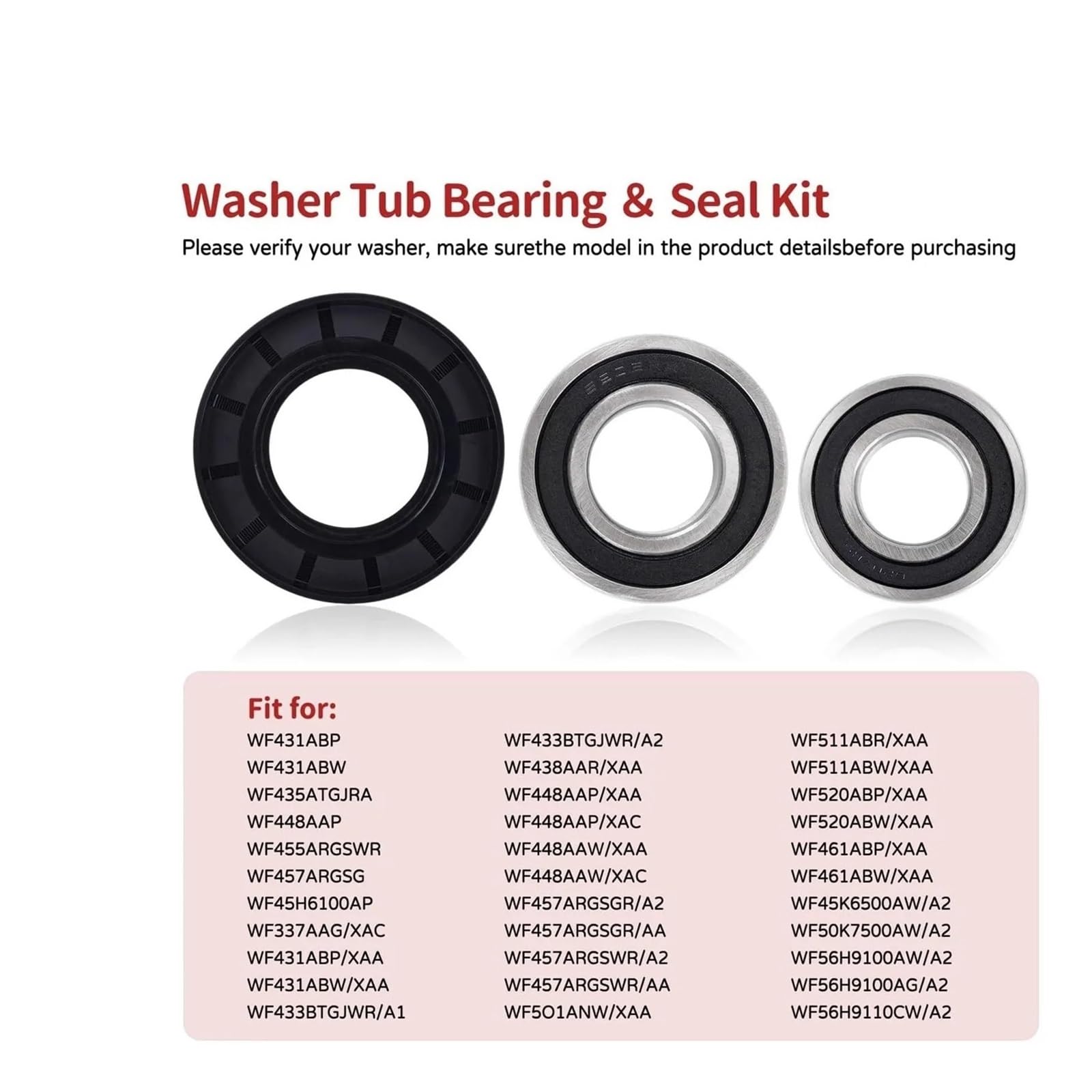 HIZON Kit de rodamientos y Sellos for bañera de Lavadora, Compatible con Samsung, Piezas de Repuesto DC62-00156A, 6601-002632, 6601-002516