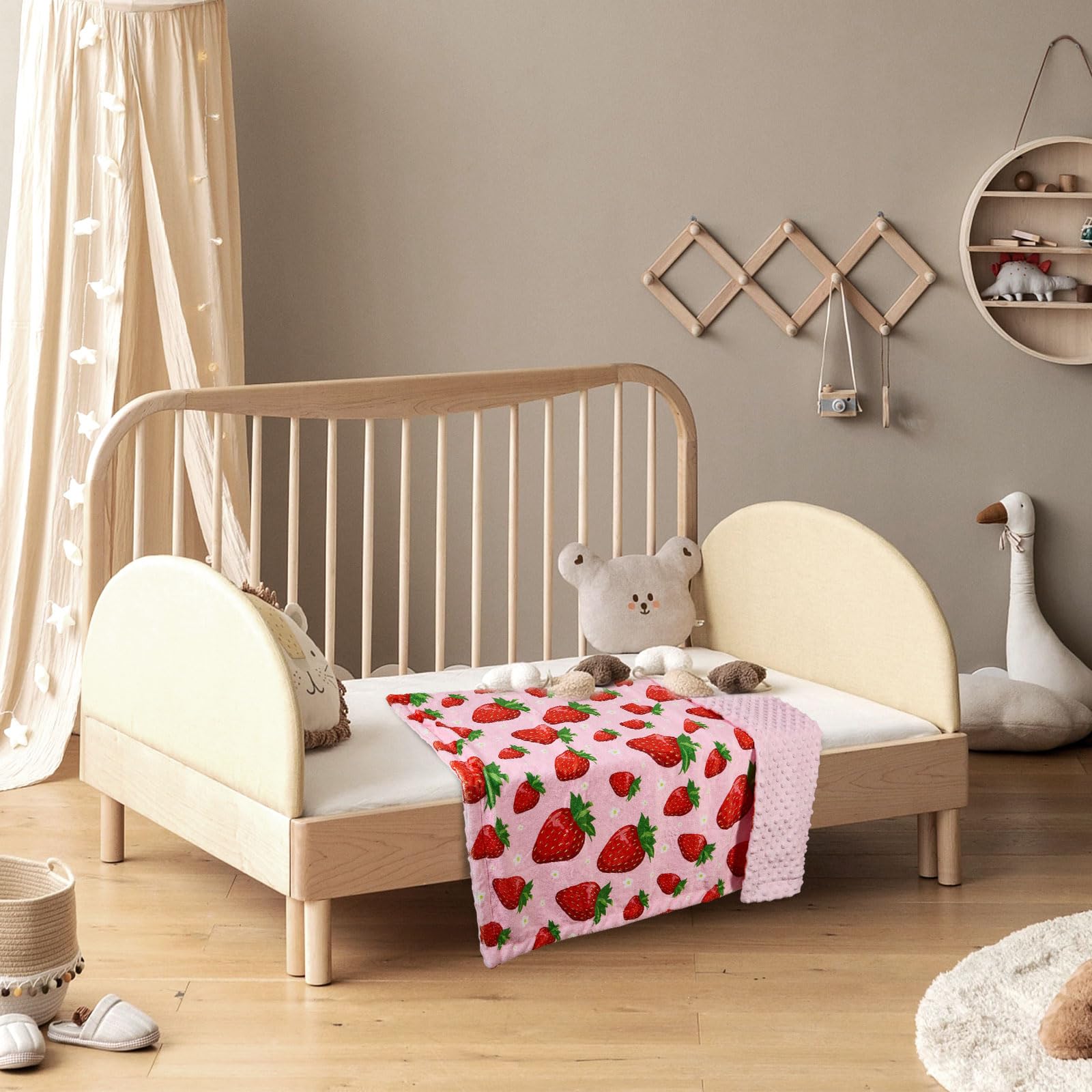 Manta de bebé de fresa para niños y niñas, manta de forro polar suave con respaldo de puntos, manta de doble capa para recién nacido, manta para bebé, cochecito, cuna, regalo para hijo, sobrino,