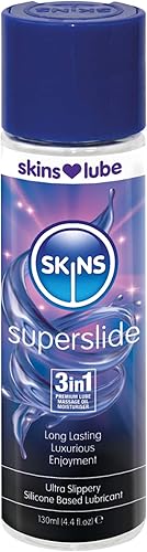 Skins Skins Super Slide 3 en 1 Premium - Lubricante a base de silicona segura de látex de larga duración con tecnología Reaquav8 4.4 onzas líquidas
