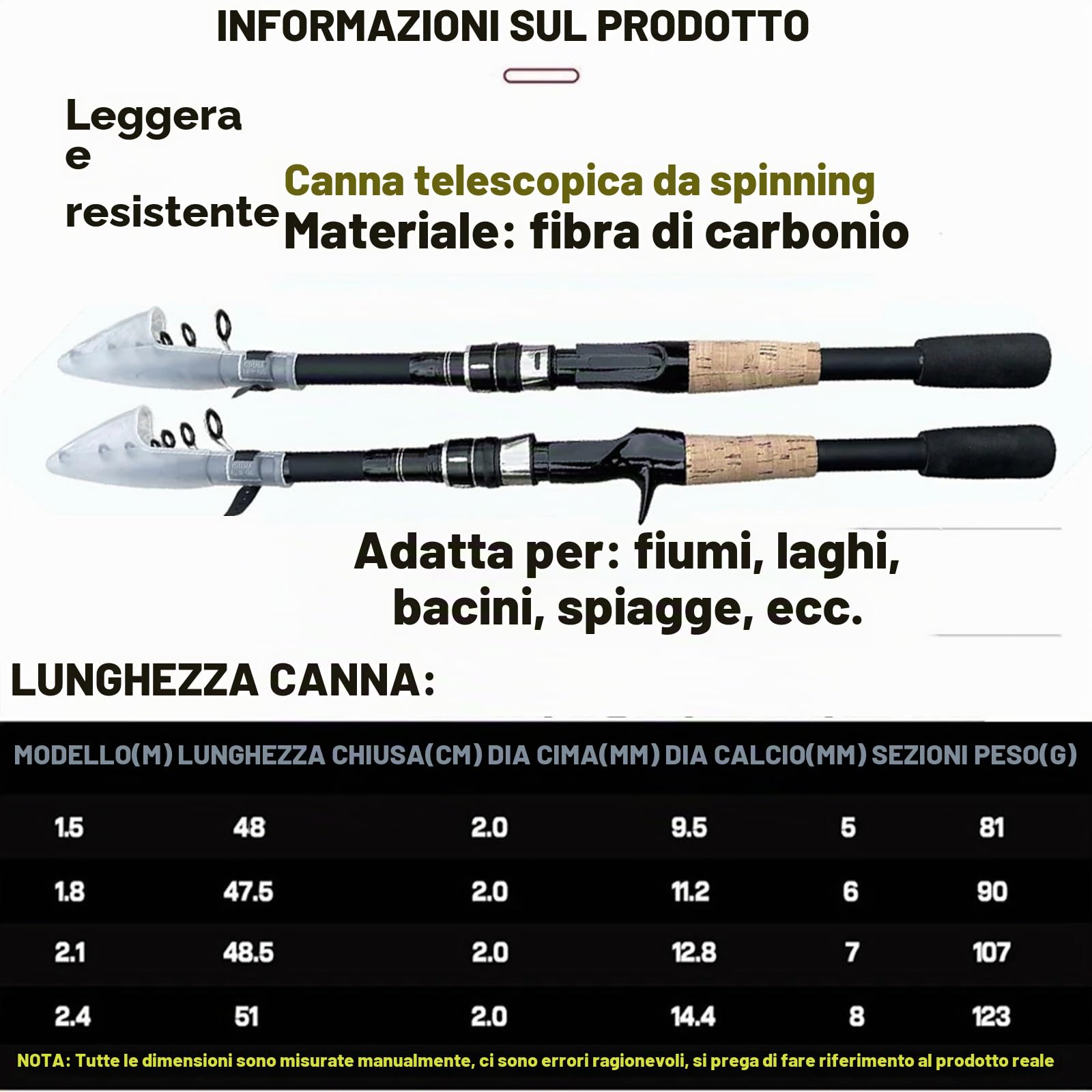 Canna da Pesca Baitcasting Lure Canna da Pesca Telescopico Manico in Legno Casting in Carbonio Attrezzatura da Pesca Professionale Leggero