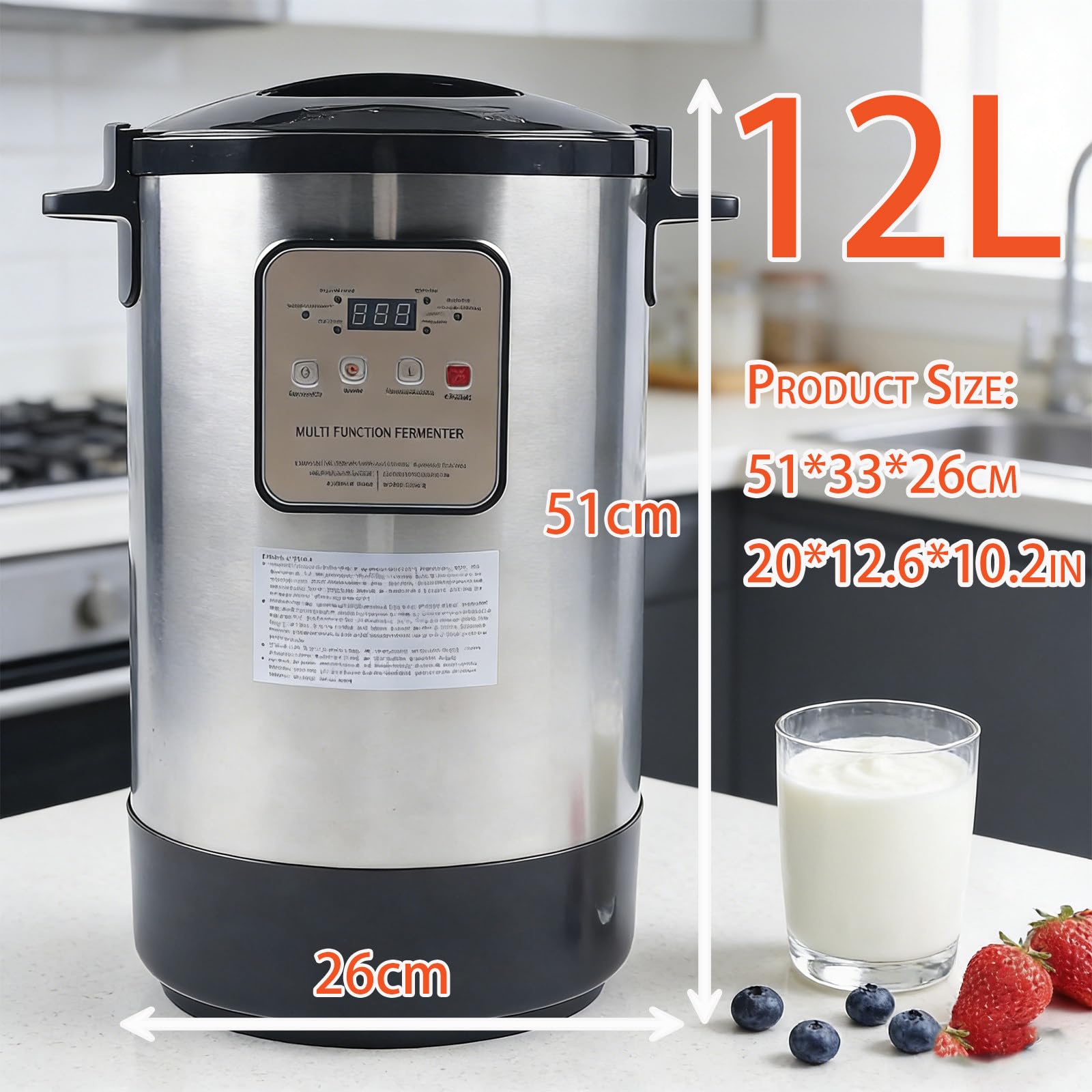 Machine de Fermentation Commerciale Polyvalente, Yaourtière Artisanale, pour Ail, Cornichons, Vinaigre et Enzymes, Usage Professionnel et Domestique 12L