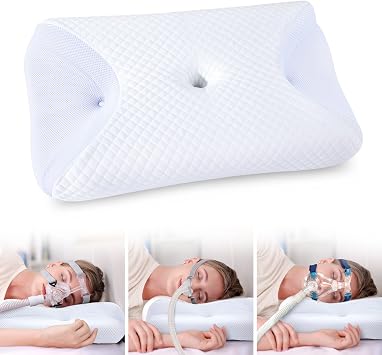 HOMCA CPAP Pillow for Side Sleeping, CPAP Nasal Pillows for All CPAP Masks Users to Reduce Air Leaks & Masks Pressure, Neck Support Pillows for Sleeping for Neck Pain Relief