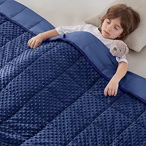 anfie Weighted Blanket Kids(40"x60" 7lbs) Weighted Blanket Cooling Blanket for Sleeping,Throw Size Breathable Blanket with Premium Glass Bead(Blue)