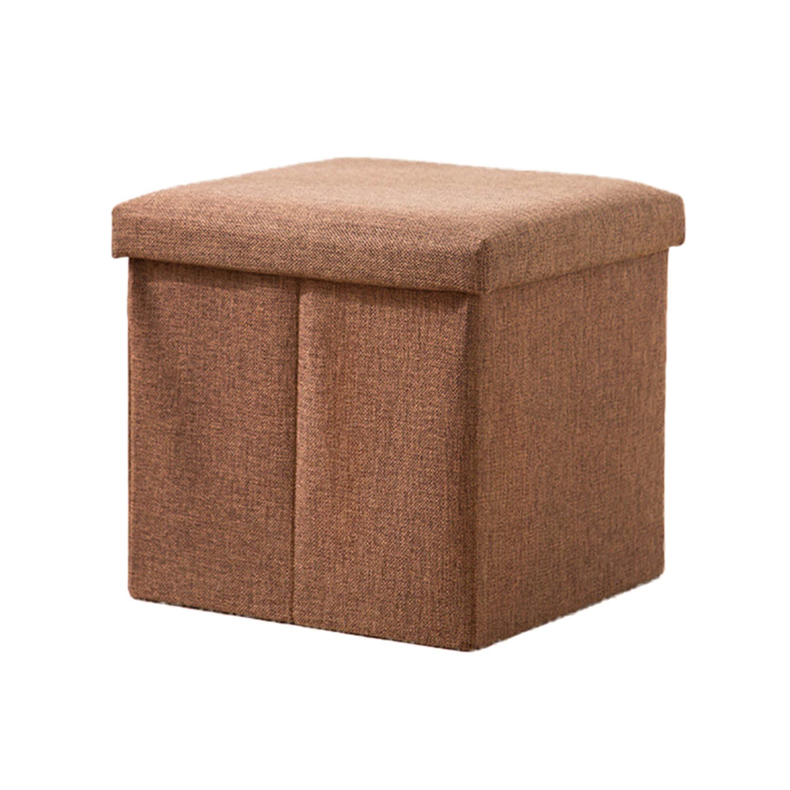 Repose-Pieds en Coton et Lin avec Boîte de Rangement Ottomane Gagne-Place pour Salon et Bureau