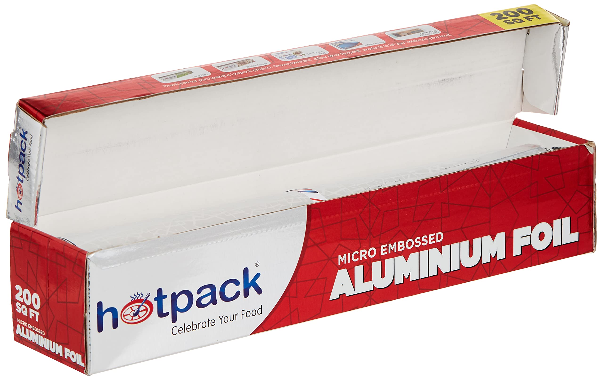 Hotpack Disposable Heavy Duty Embossed Aluminium Foil Silver 30cm width x 200 Sqft for food wrap, 1 Roll